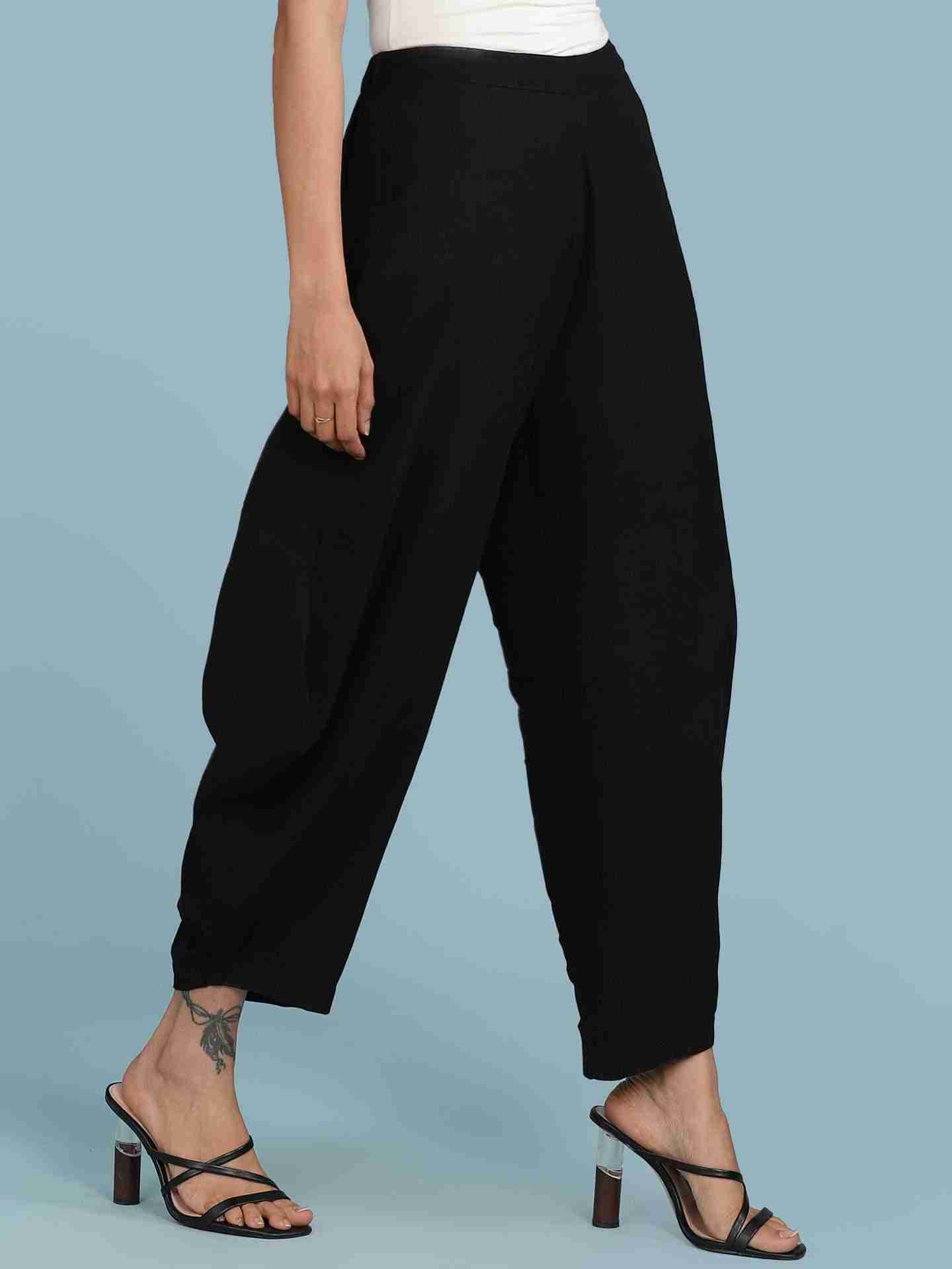 Black Solid Dhoti Pants