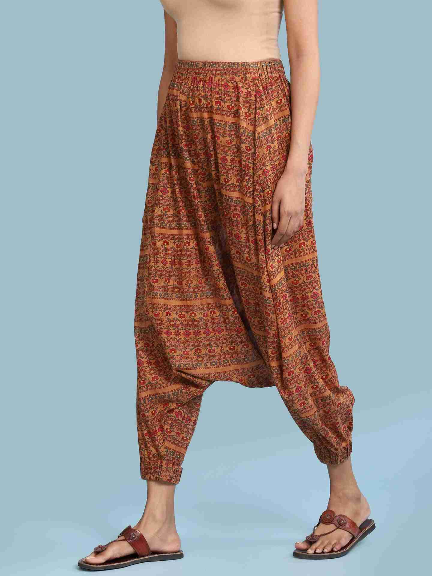 Brown Printed Dhoti Pants