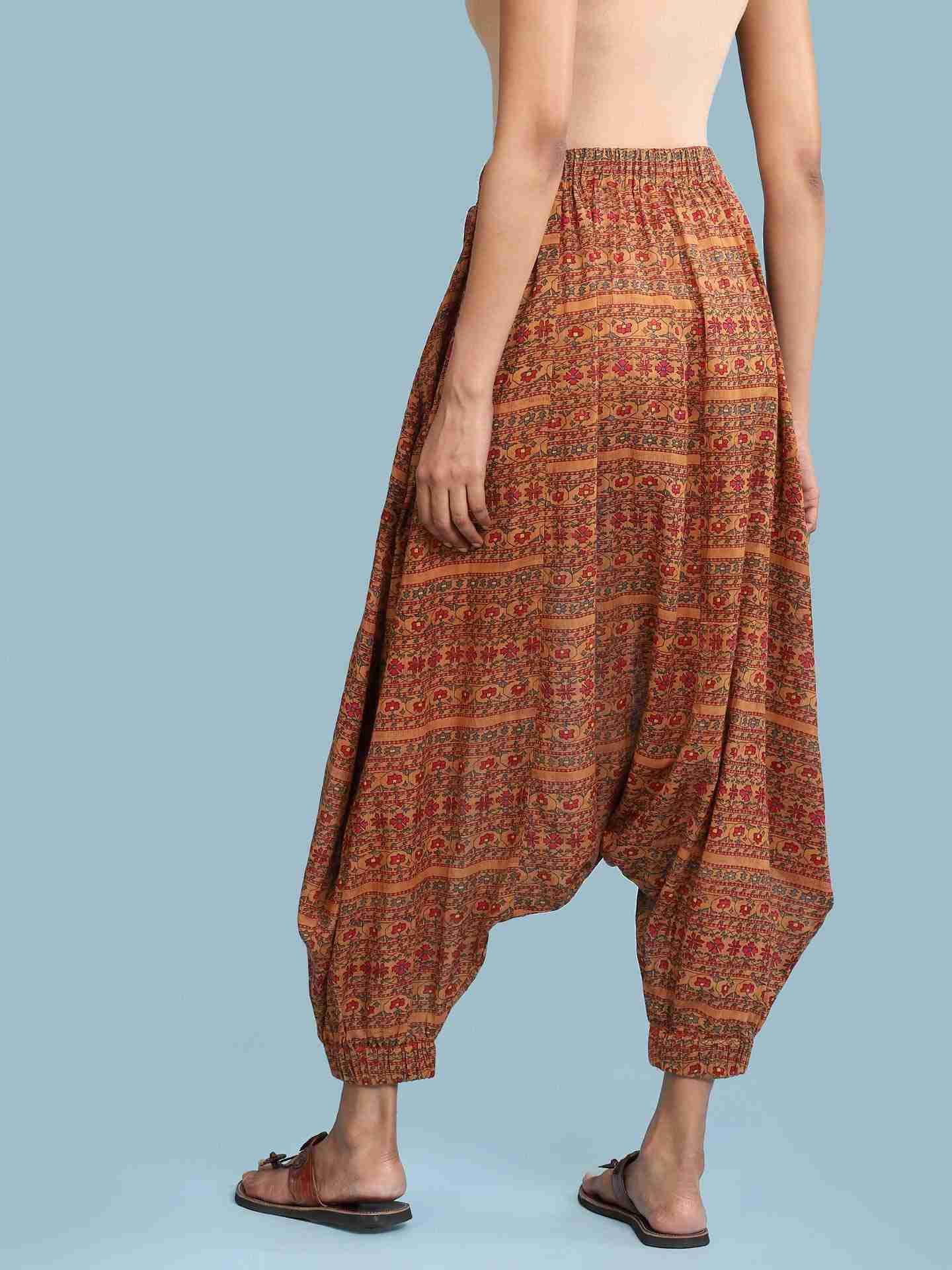 Brown Printed Dhoti Pants