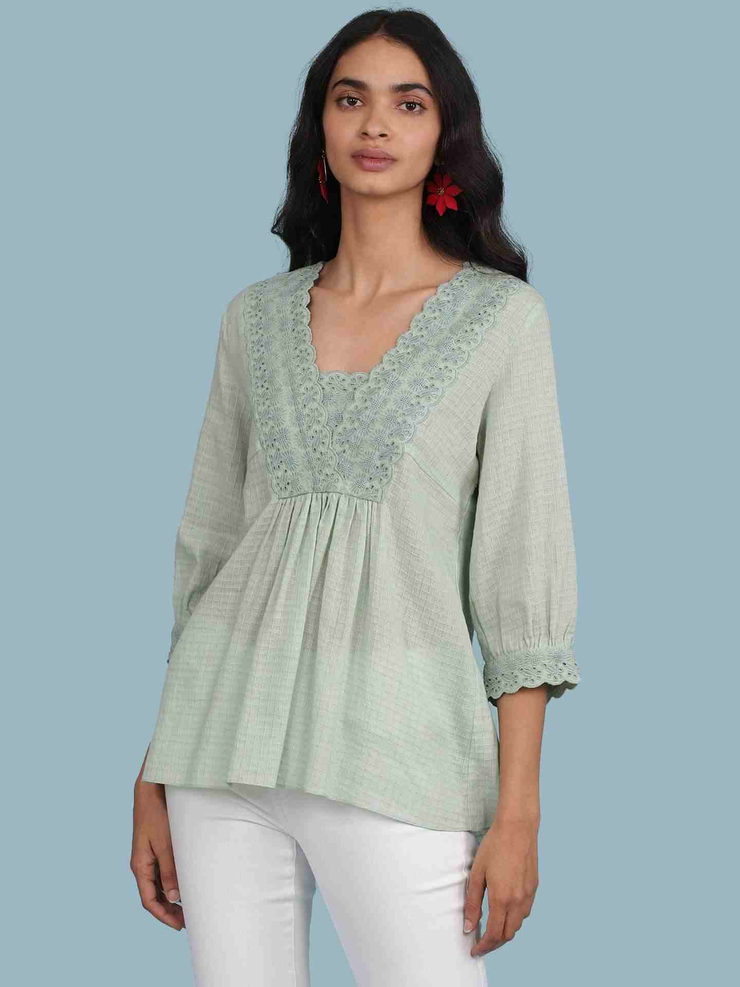 Green Kasa Solid Kurti