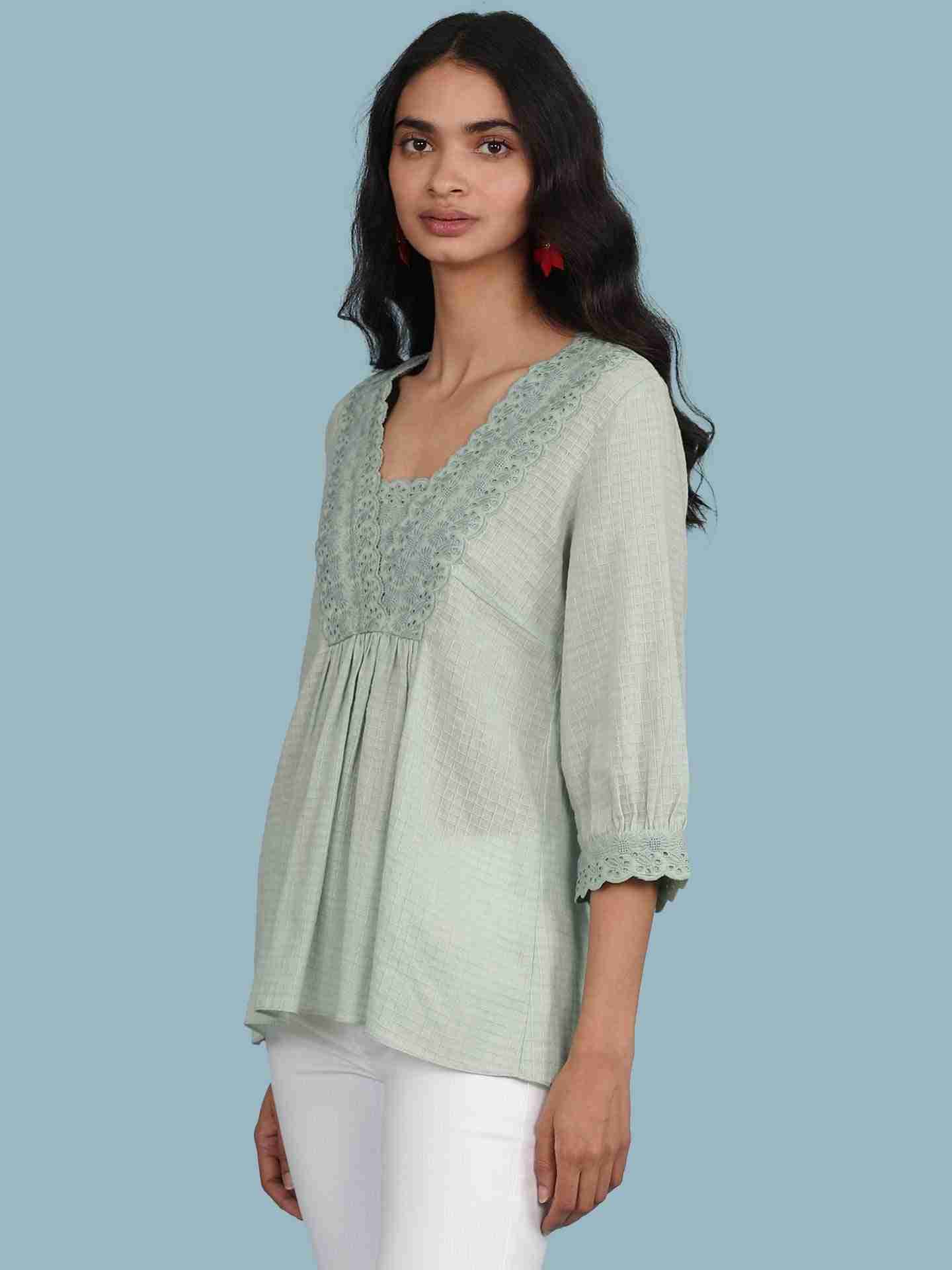 Green Kasa Solid Kurti