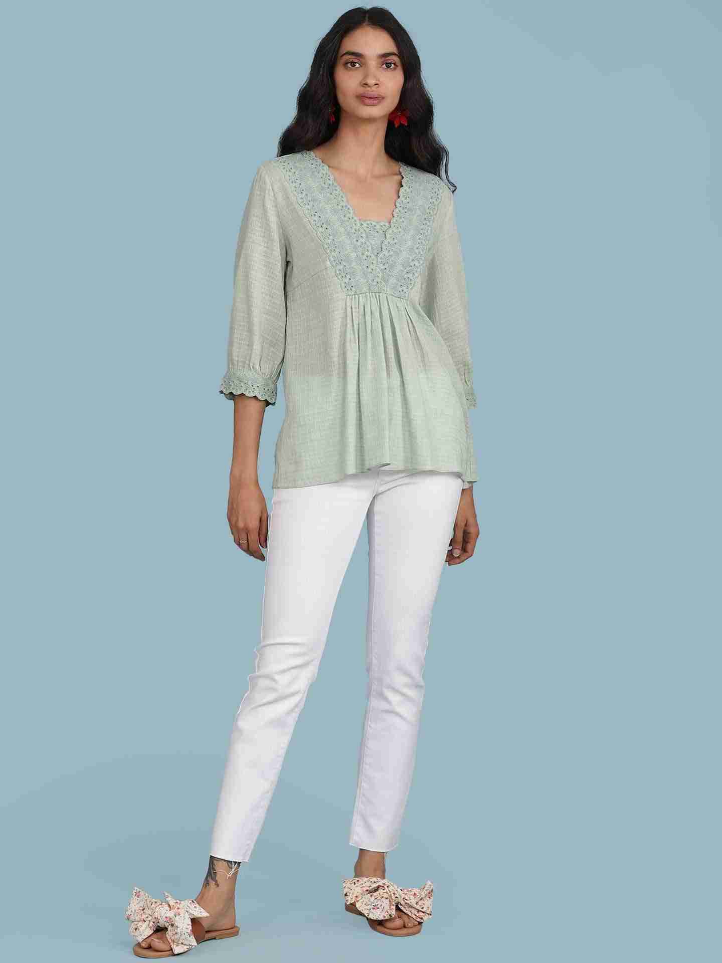 Green Kasa Solid Kurti