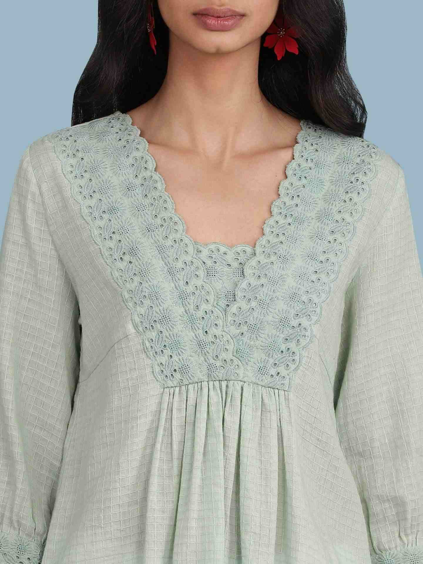 Green Kasa Solid Kurti