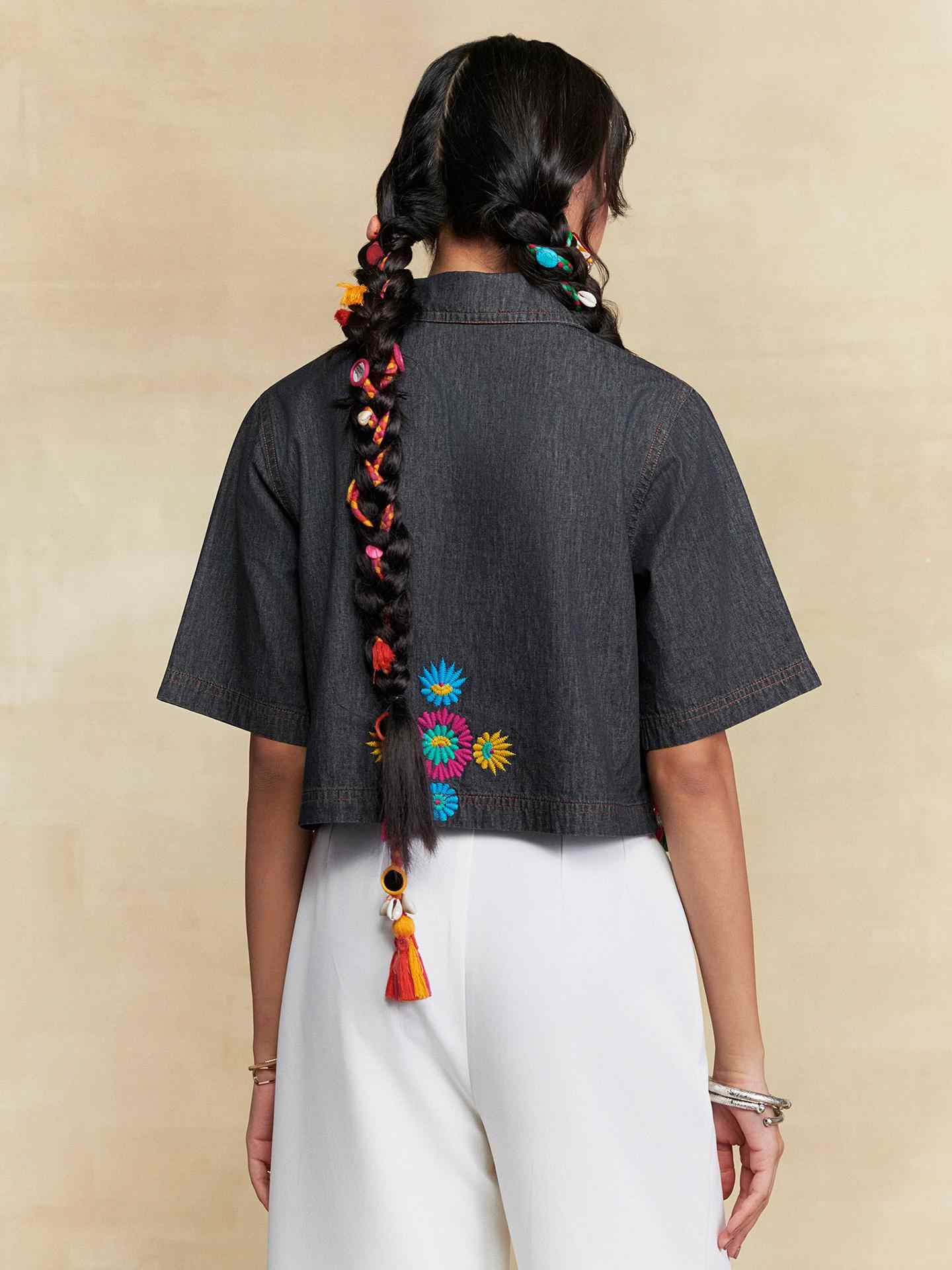 Black Ridhi Solid Short Top