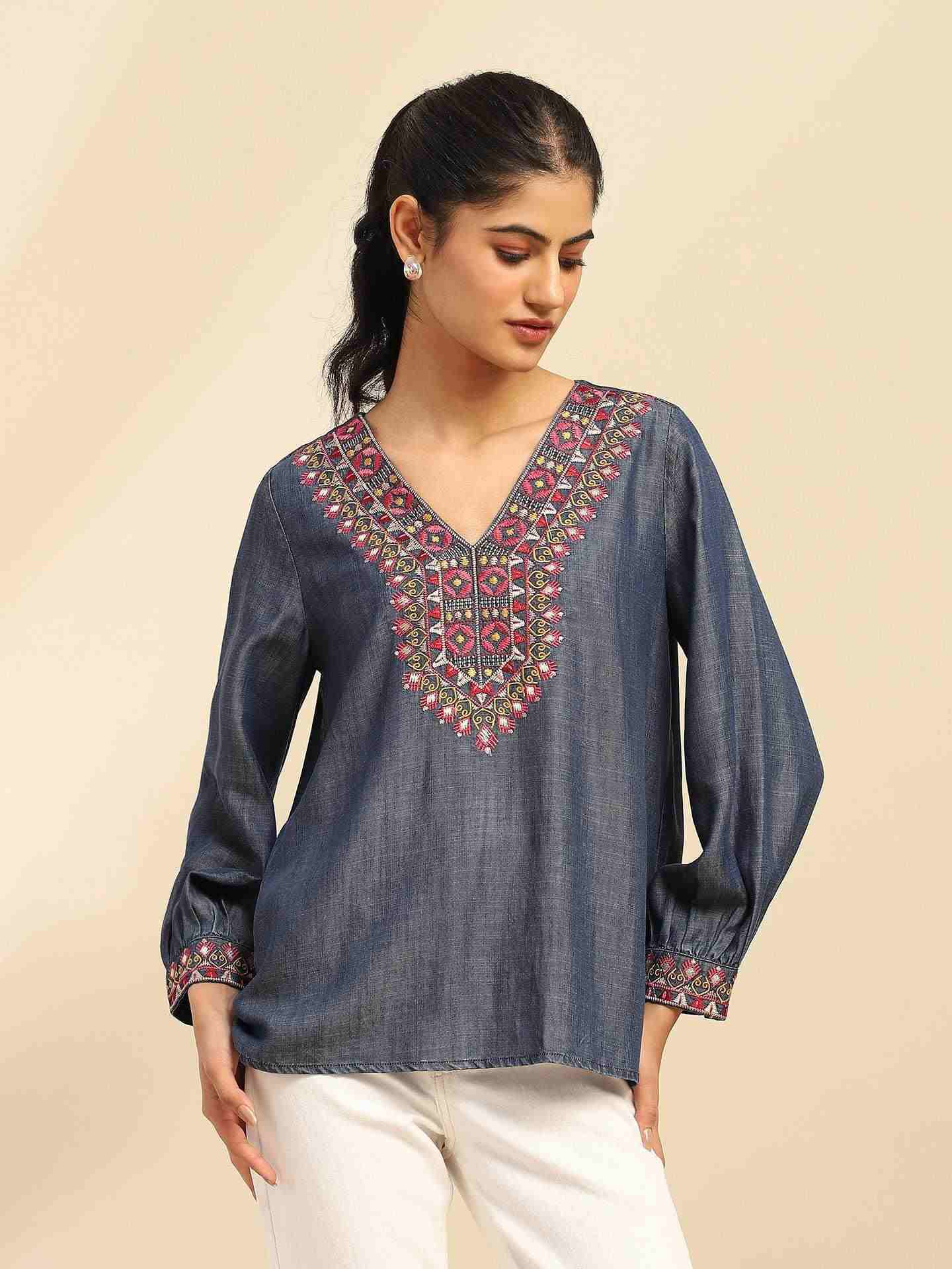 Blue Cassandra Solid Top