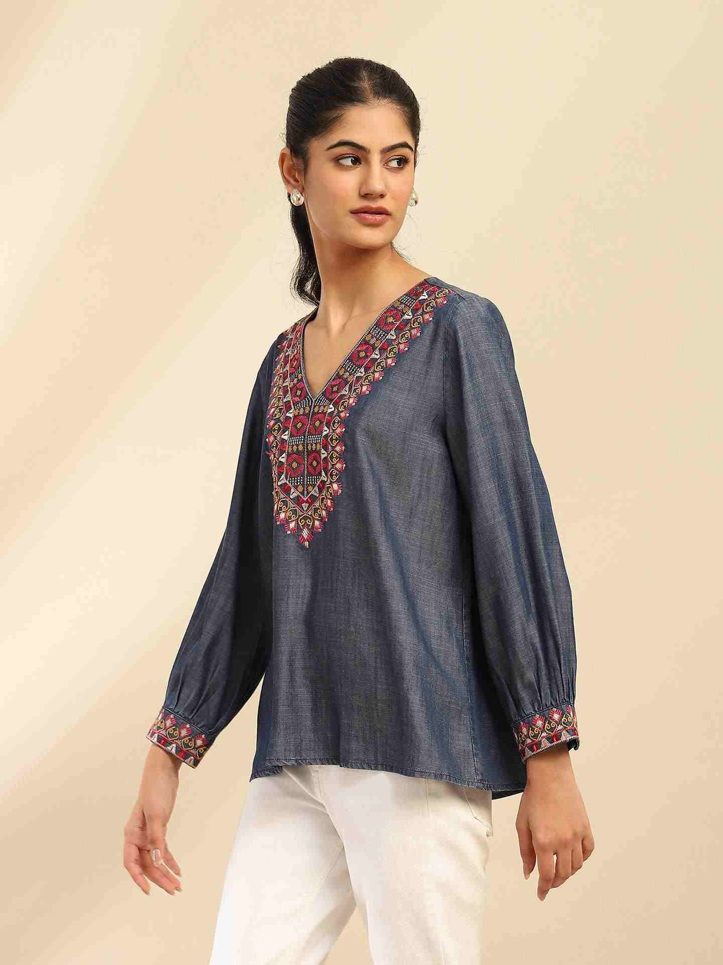 Blue Cassandra Solid Top