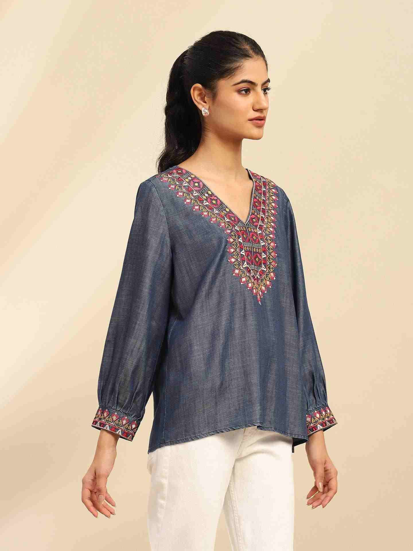 Blue Cassandra Solid Top