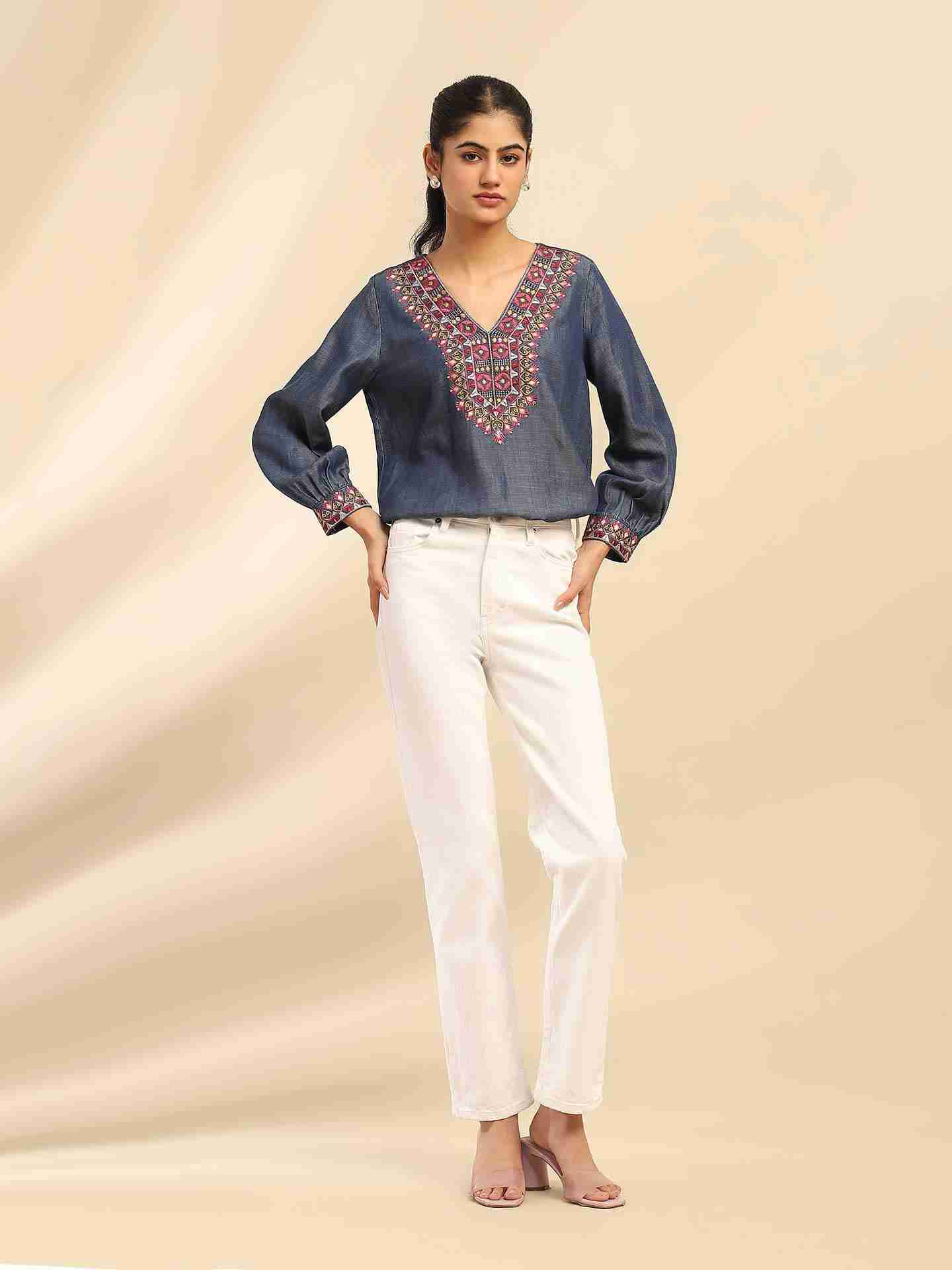 Blue Cassandra Solid Top