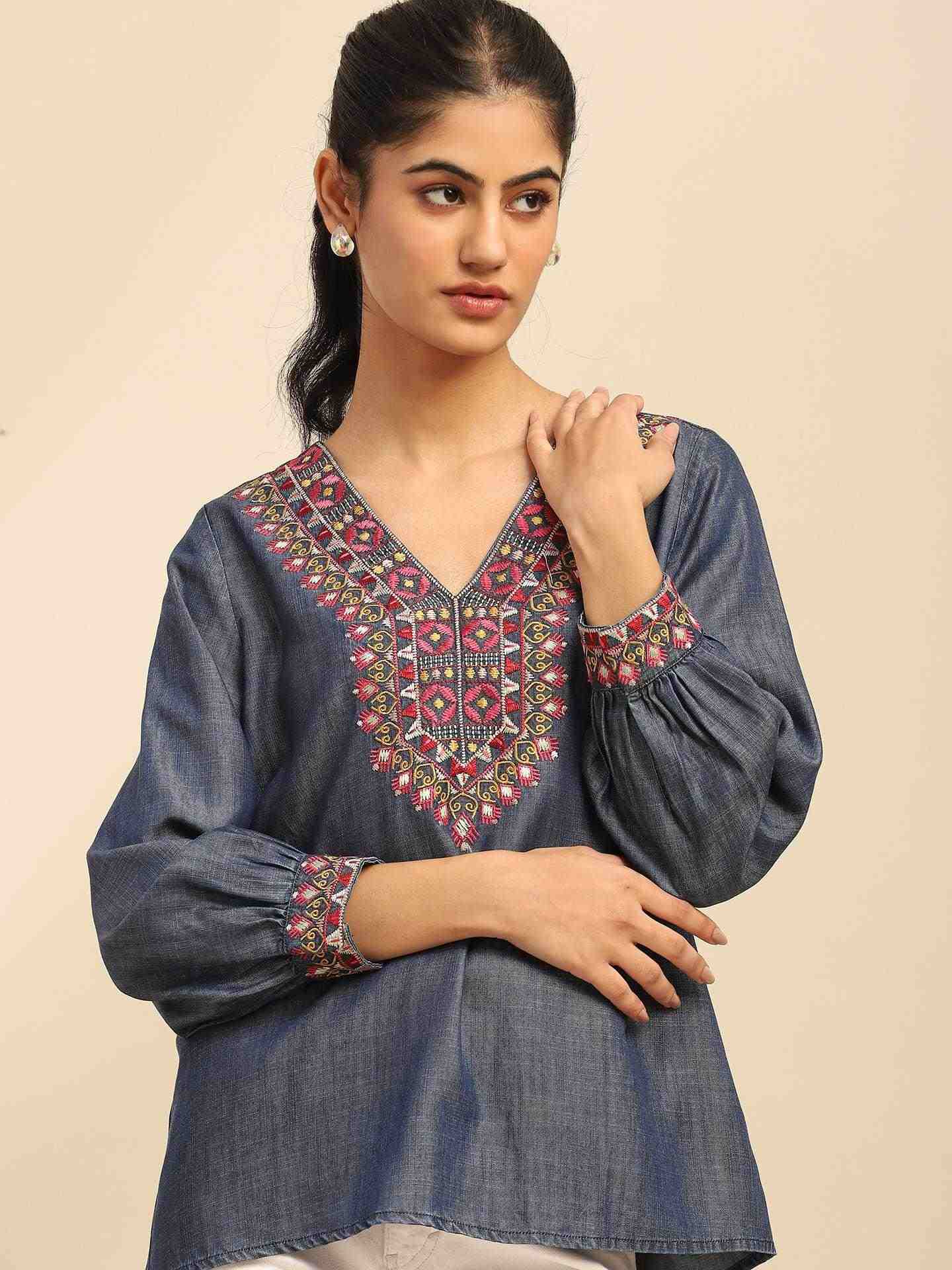 Blue Cassandra Solid Top