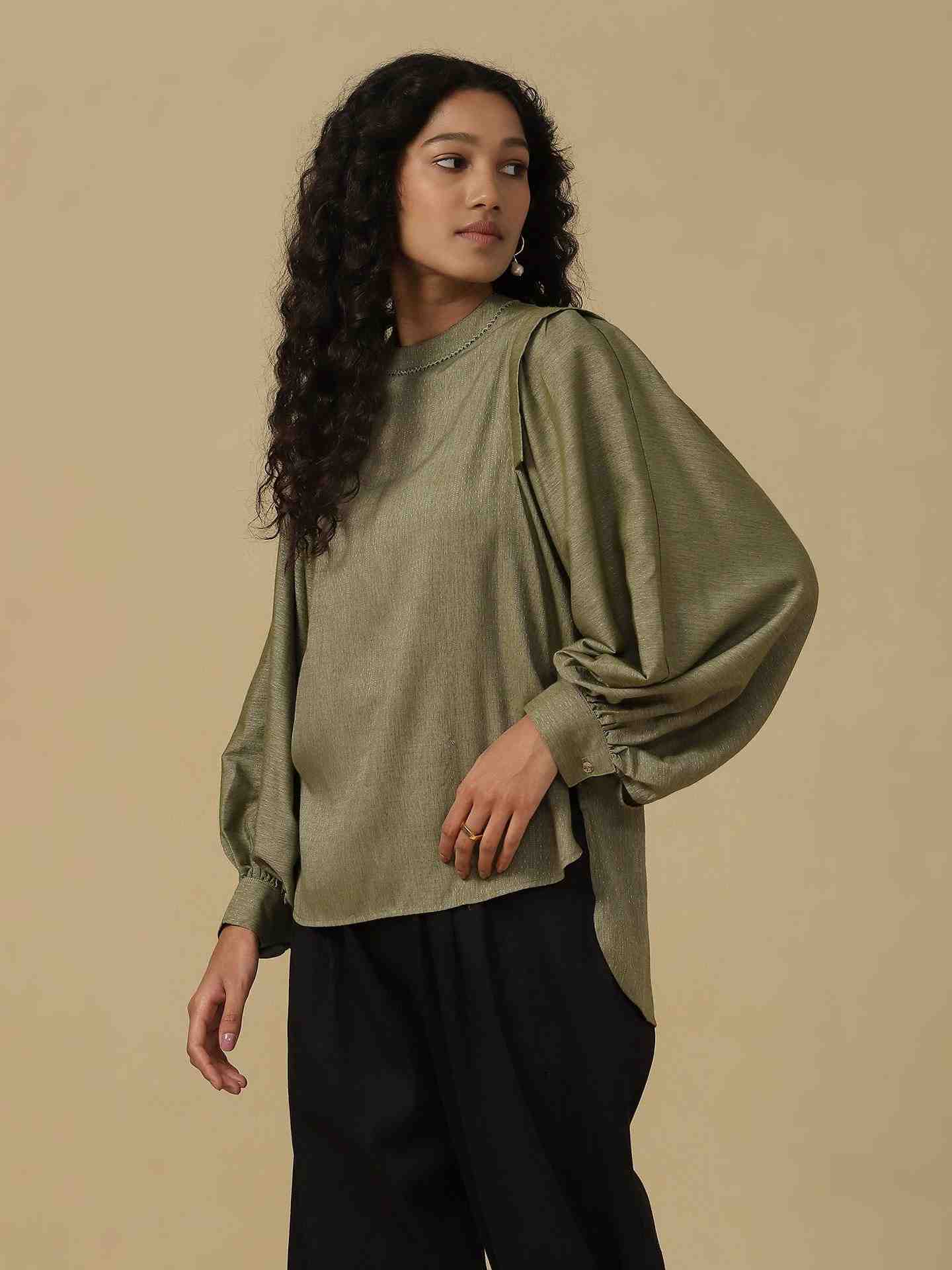 Sage Green Emiko Solid Boxy Top