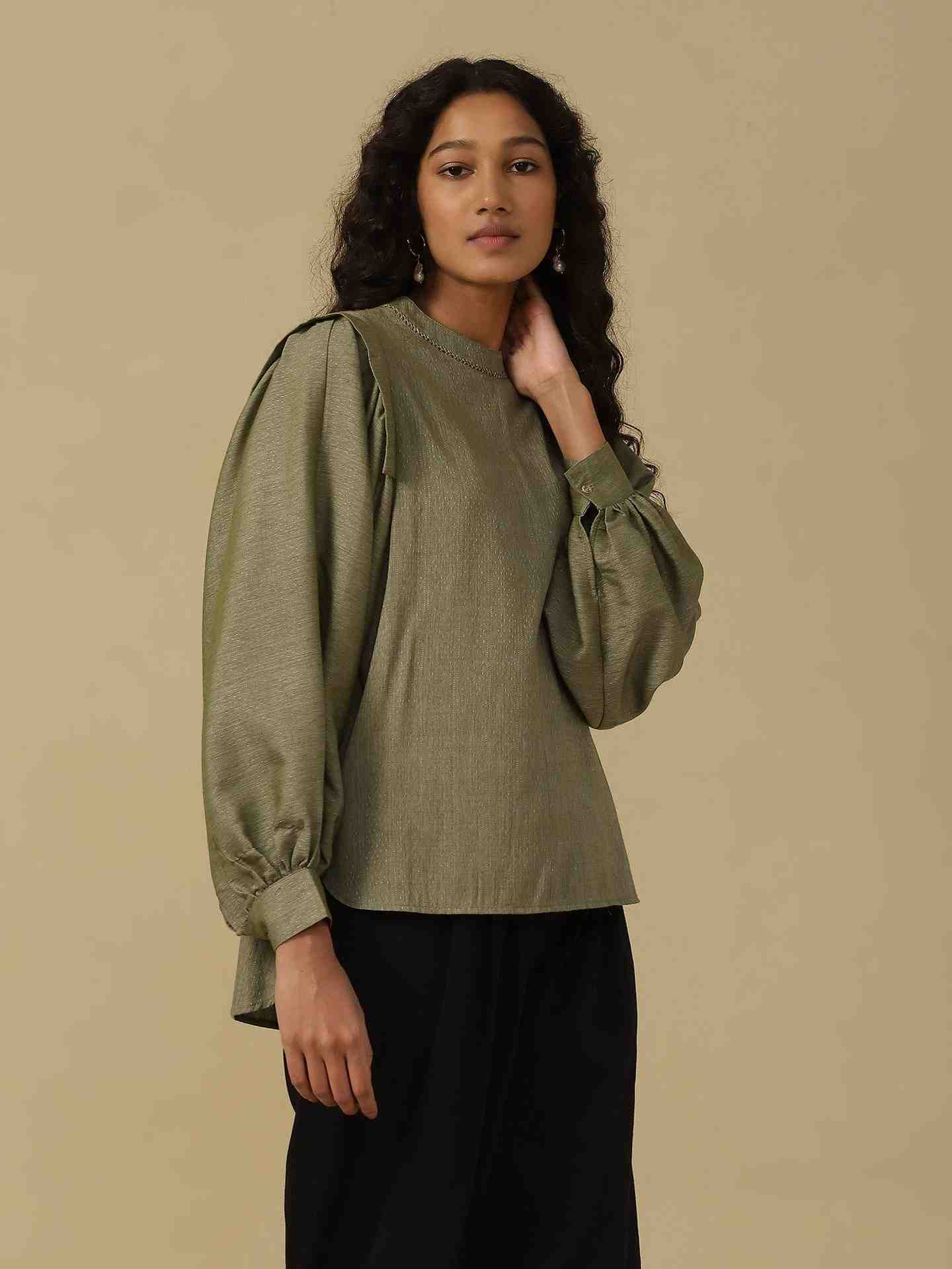 Sage Green Emiko Solid Boxy Top