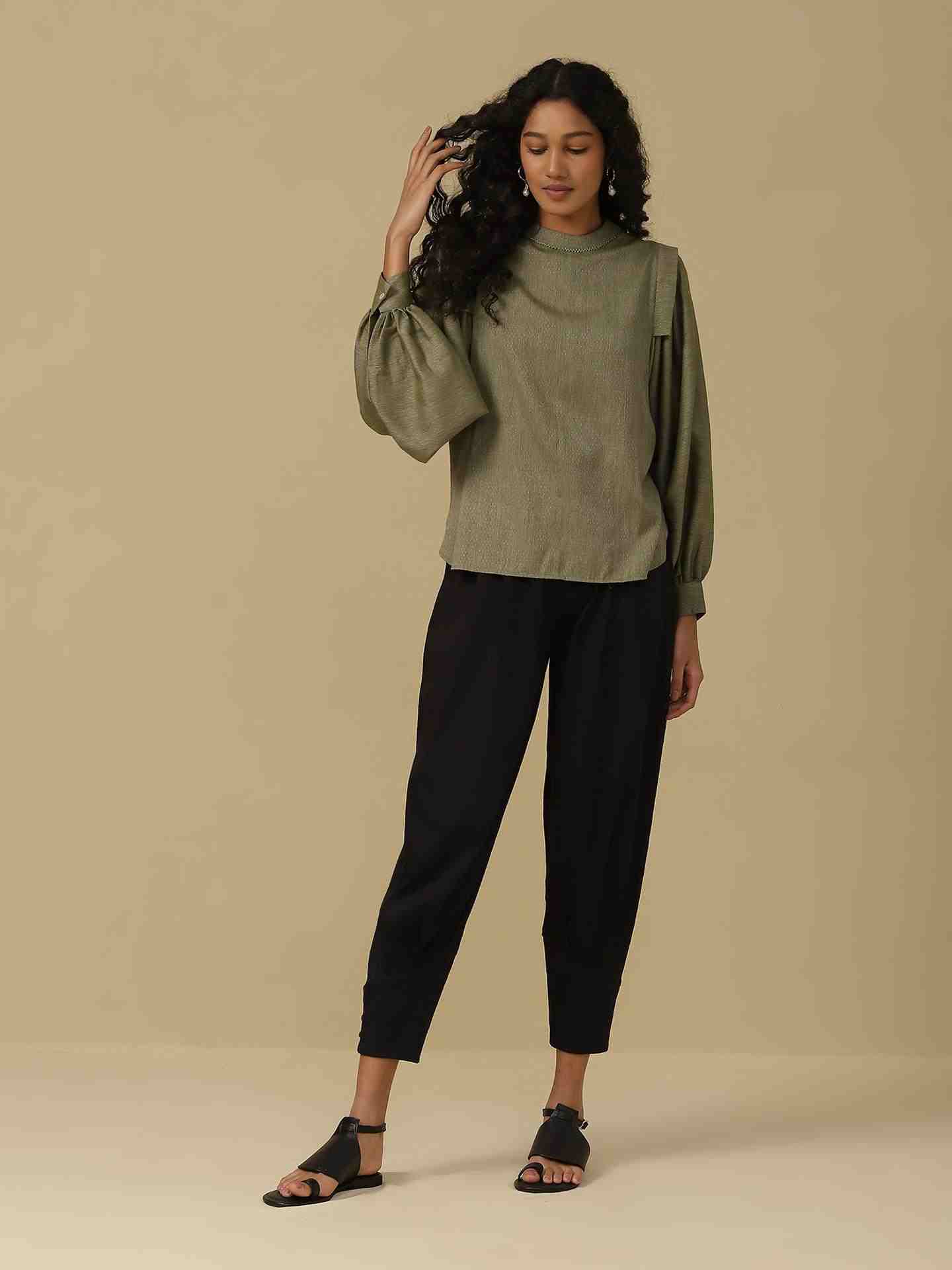 Sage Green Emiko Solid Boxy Top