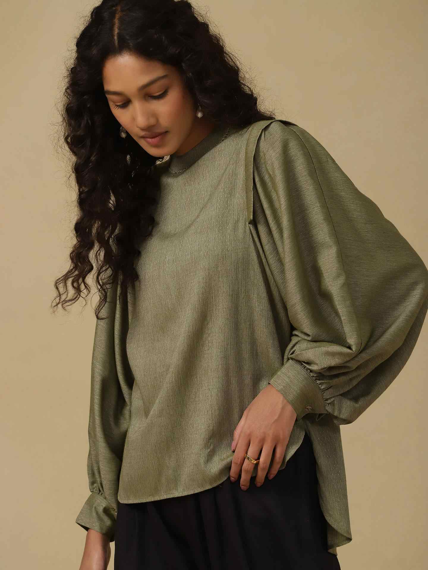 Sage Green Emiko Solid Boxy Top