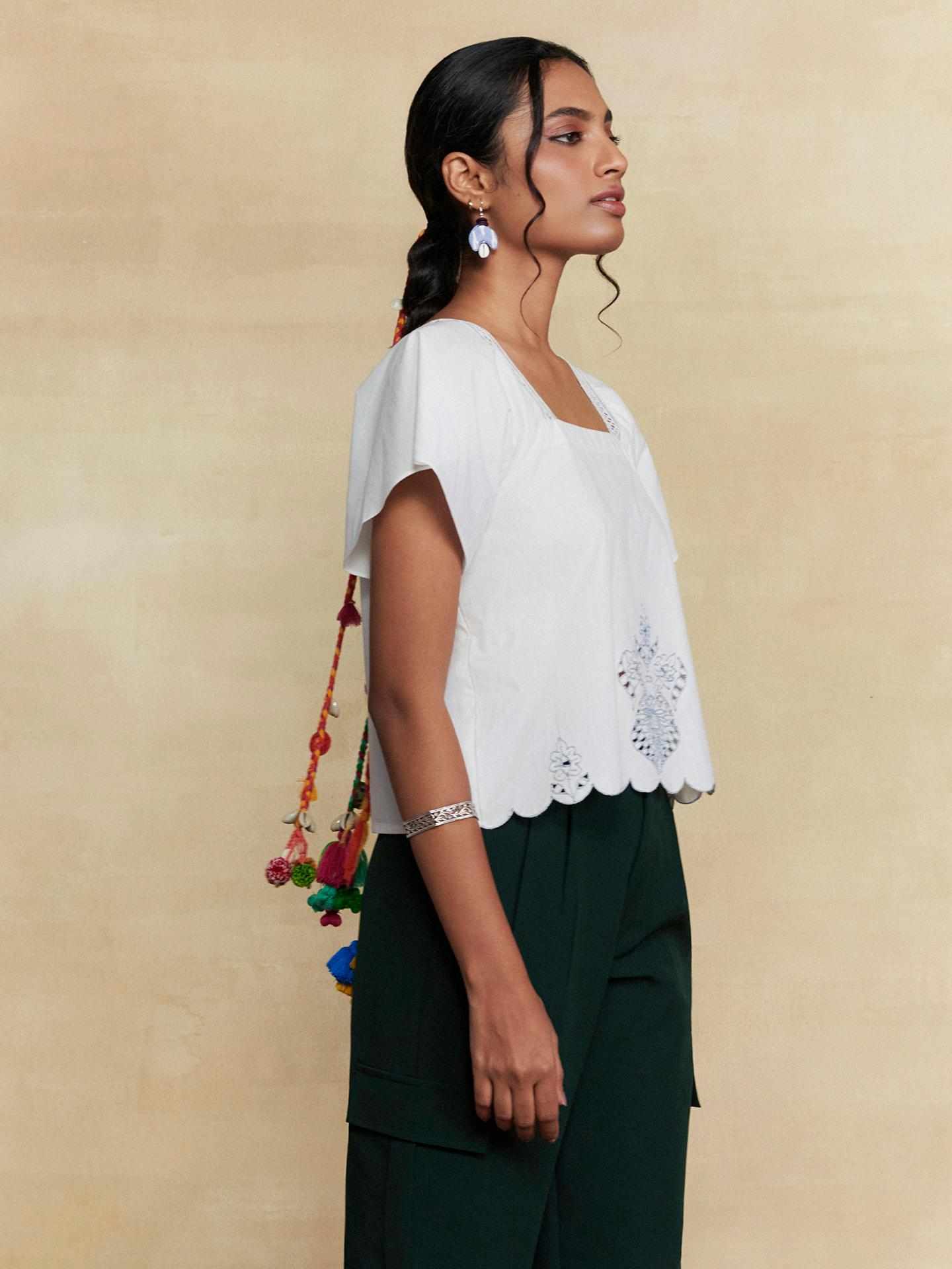 White Ridhi Solid Short Top