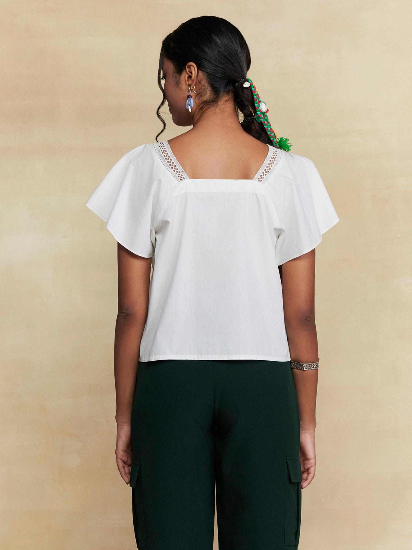 White Ridhi Solid Short Top