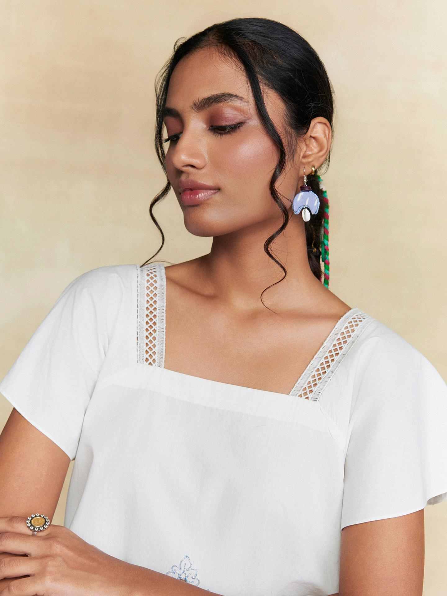 White Ridhi Solid Short Top