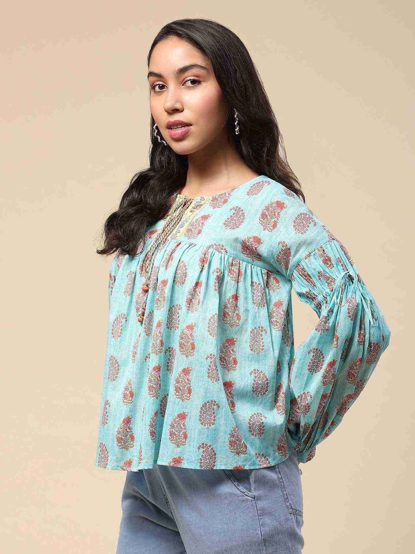 Turq Dhuni Peasant Top