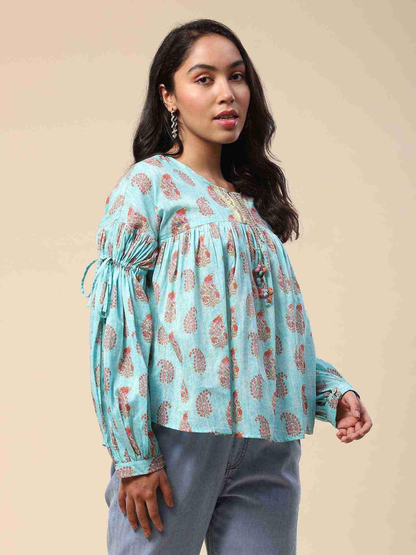 Turq Dhuni Peasant Top