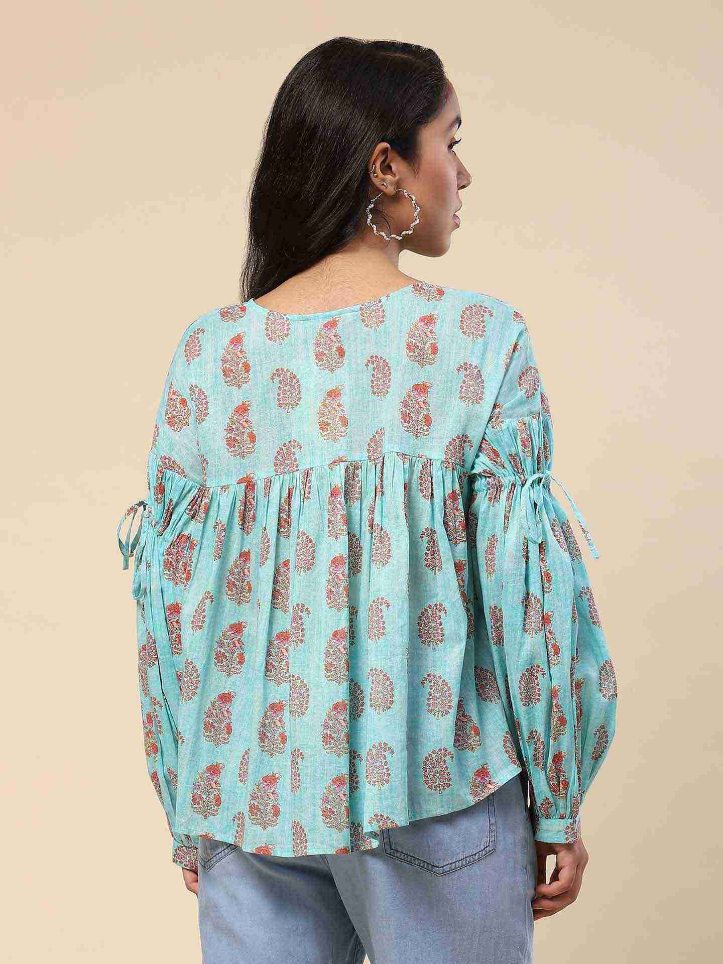 Turq Dhuni Peasant Top