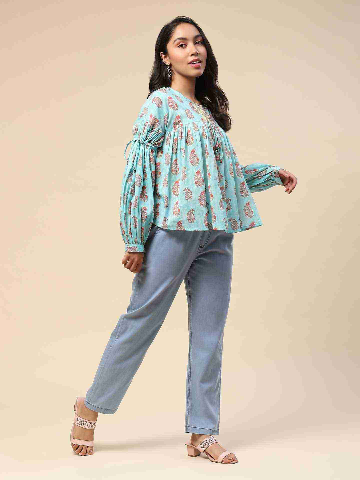 Turq Dhuni Peasant Top