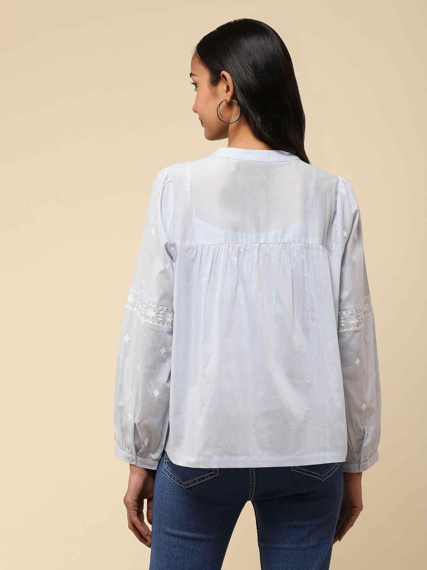 Light Blue Rachana Button-Down Top