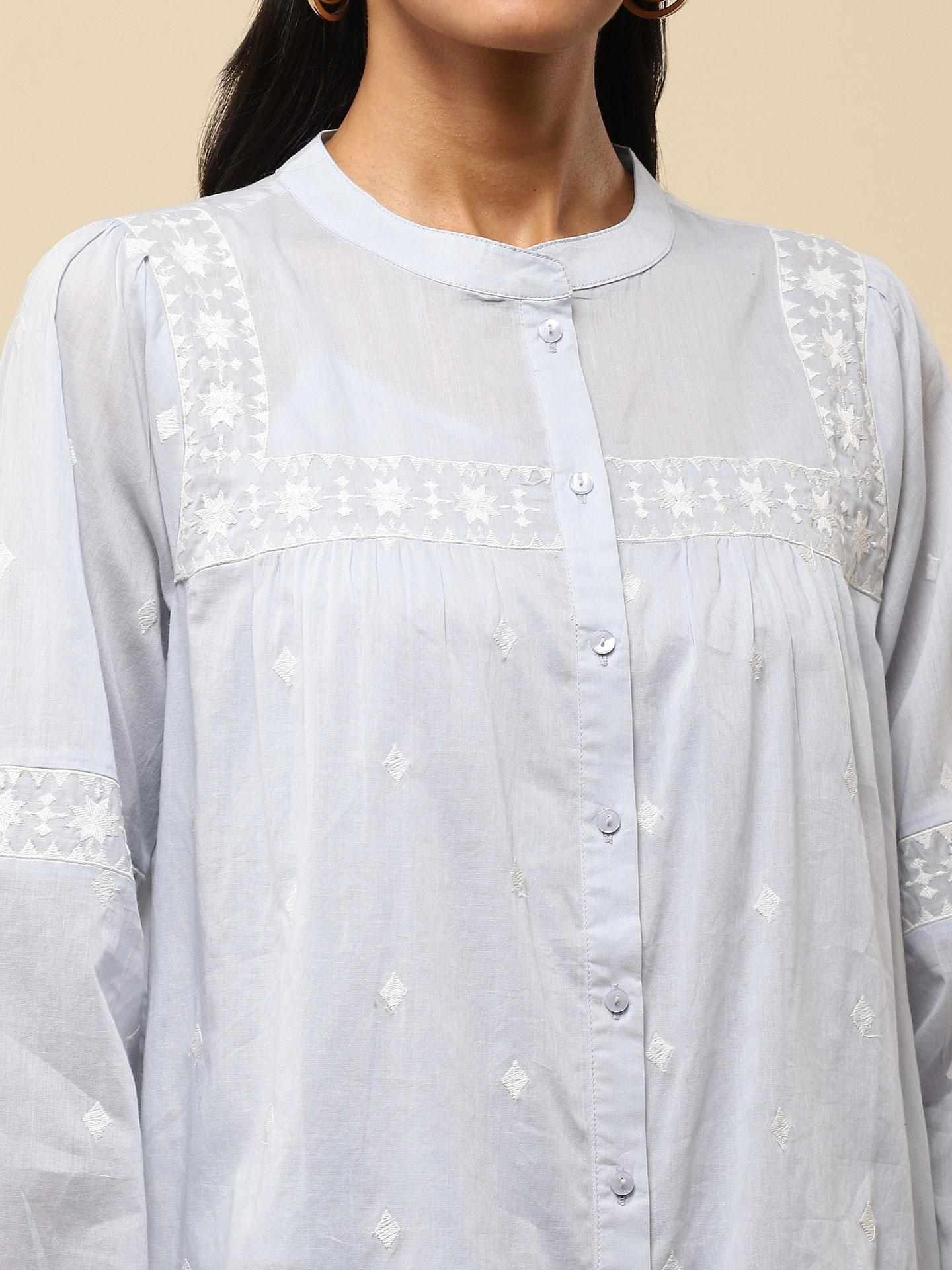 Light Blue Rachana Button-Down Top