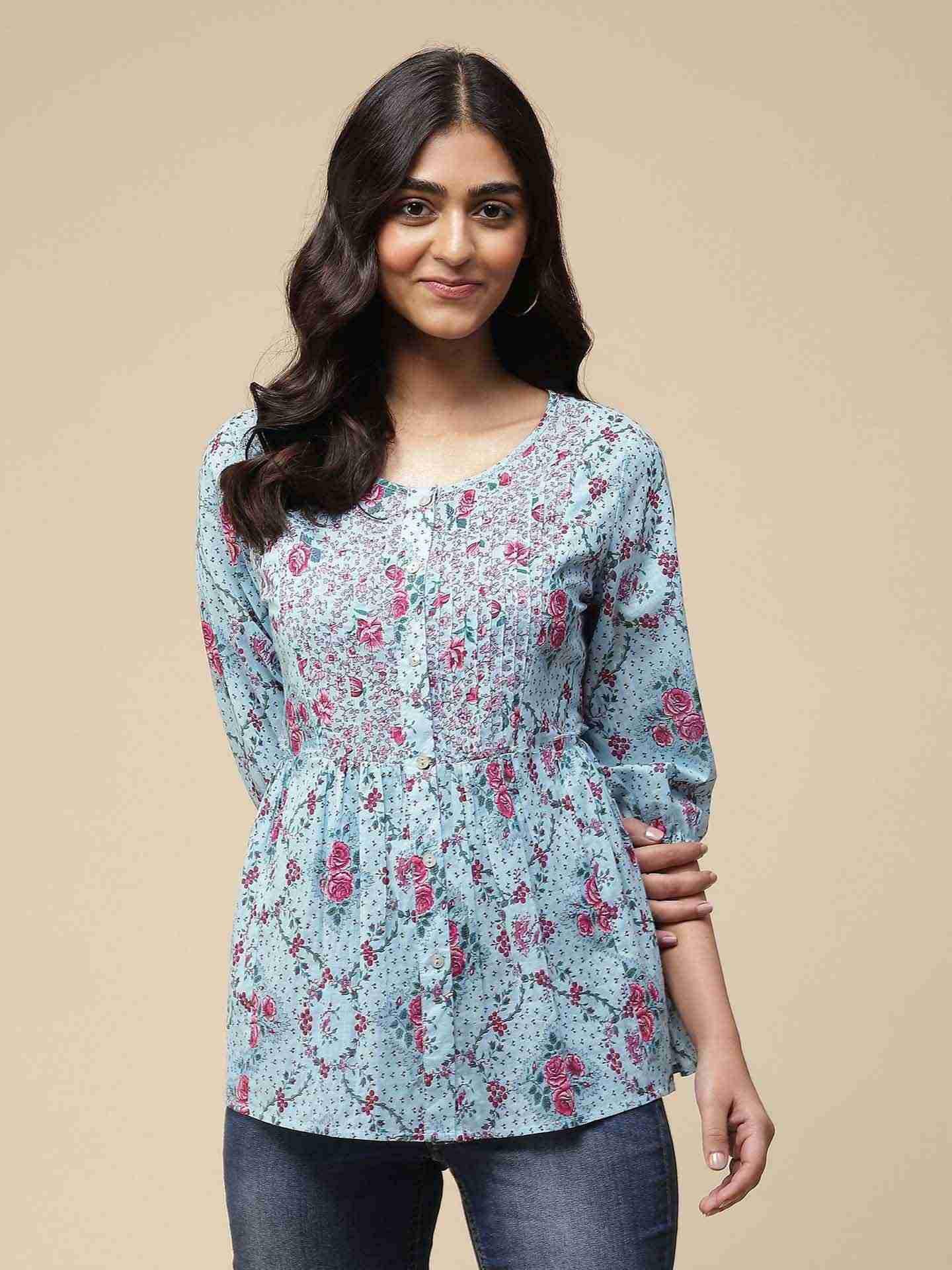 Blue Mahir Button-Down Top