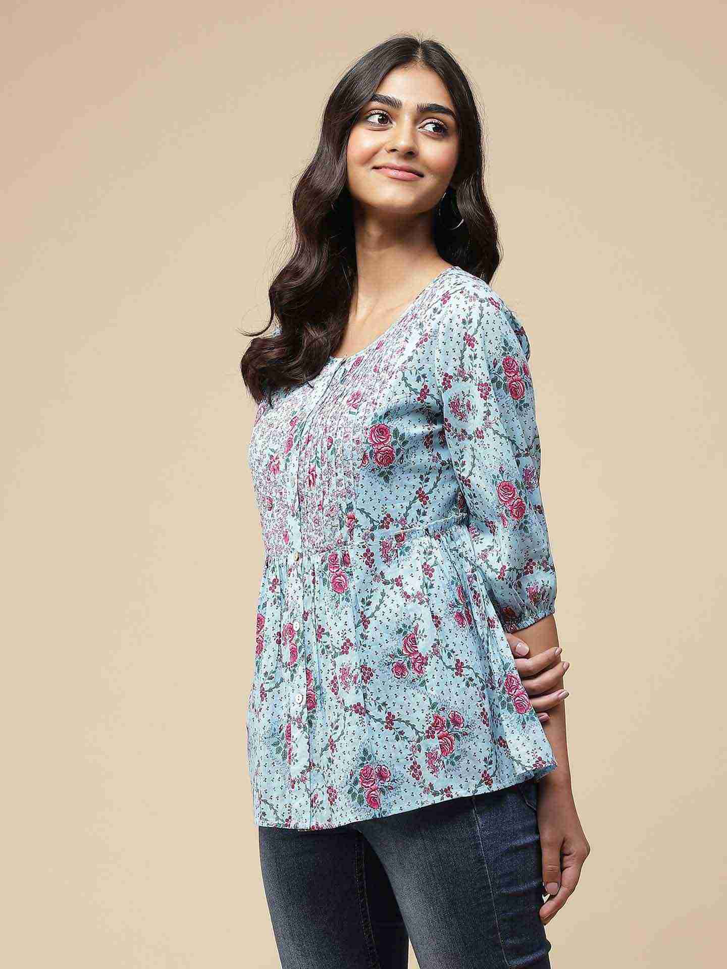 Blue Mahir Button-Down Top