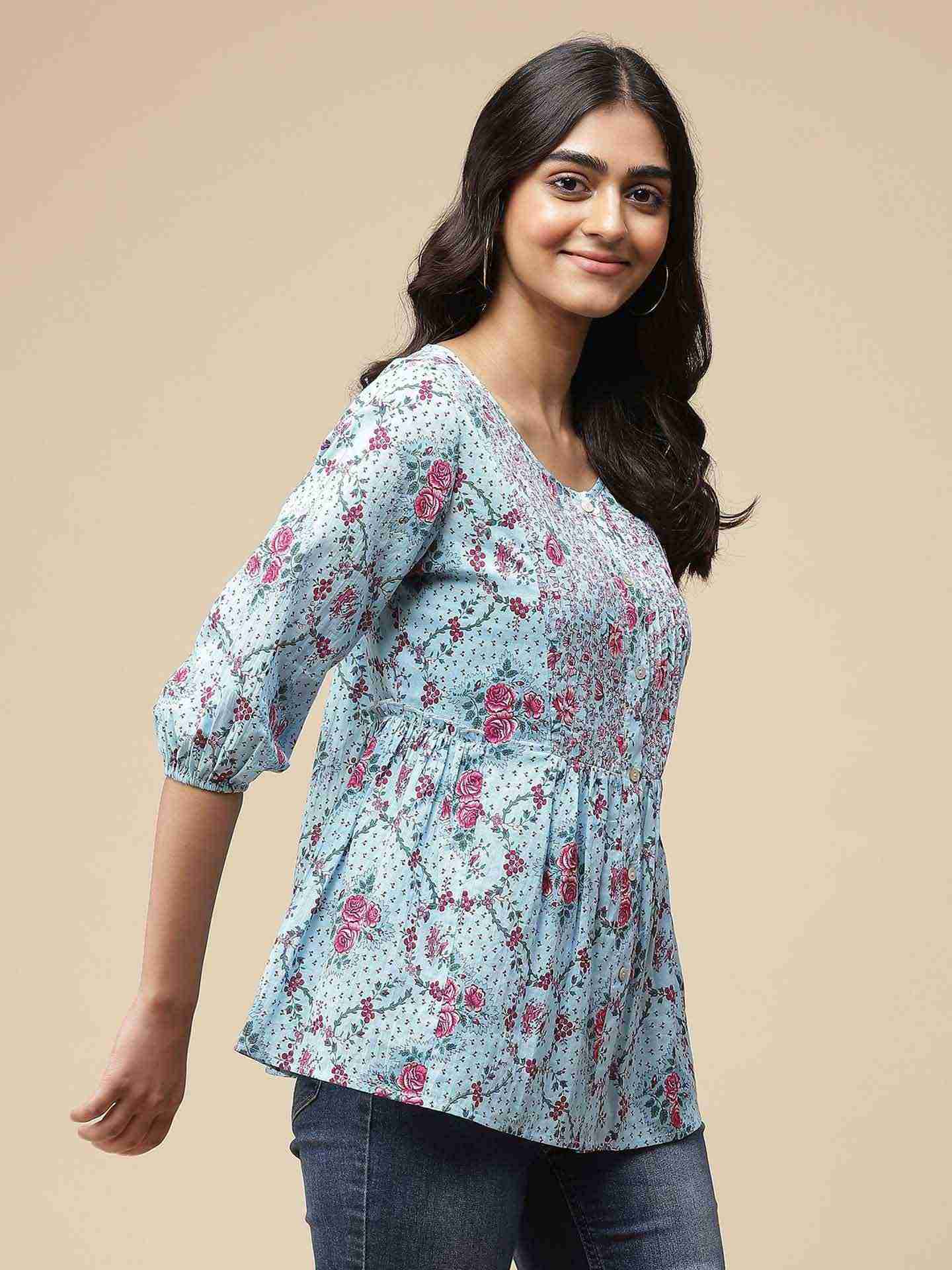Blue Mahir Button-Down Top
