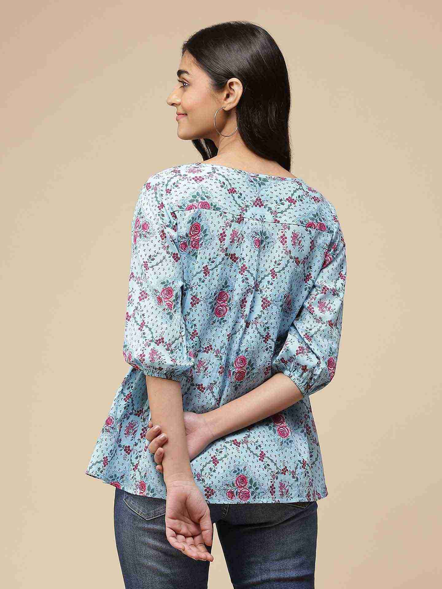 Blue Mahir Button-Down Top