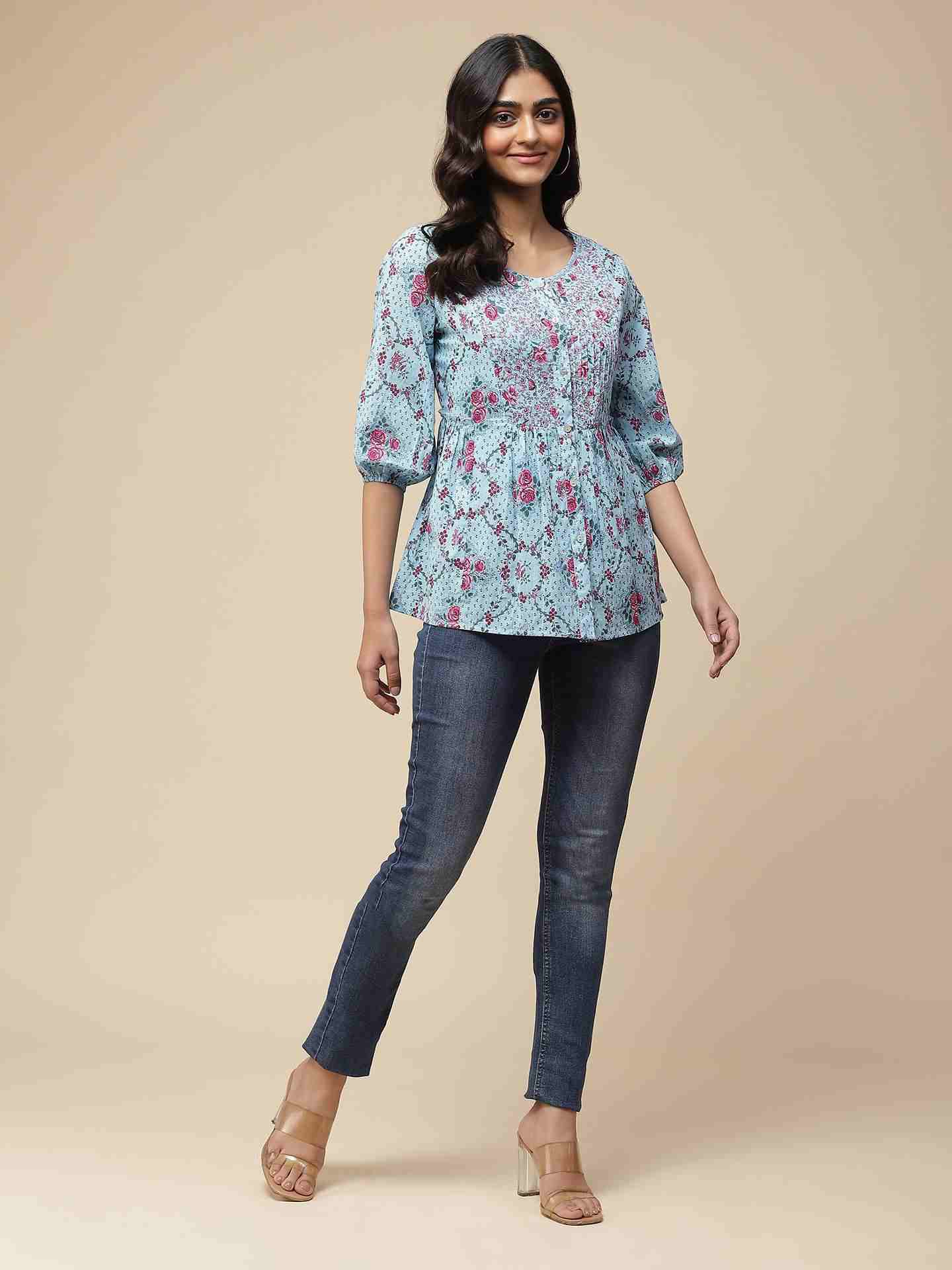 Blue Mahir Button-Down Top