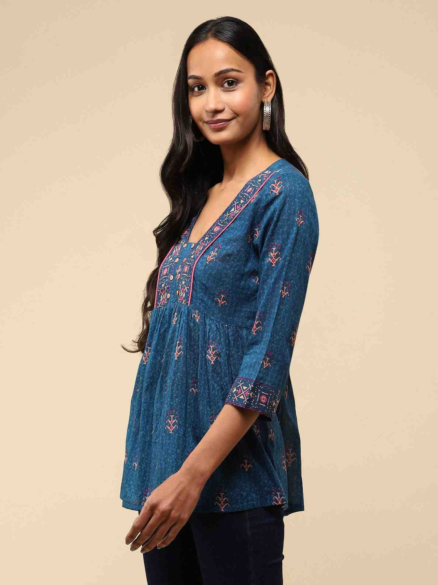 Blue Pihu Tiered Top