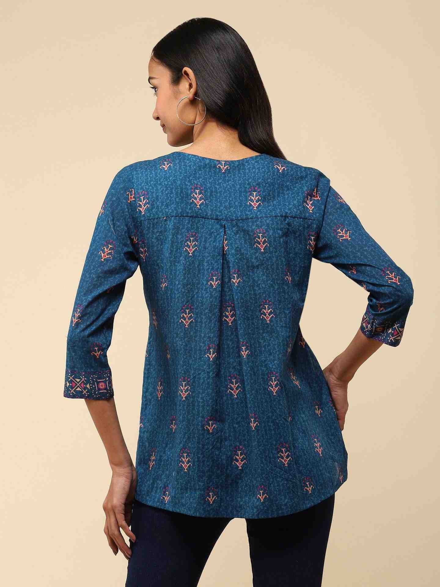 Blue Pihu Tiered Top