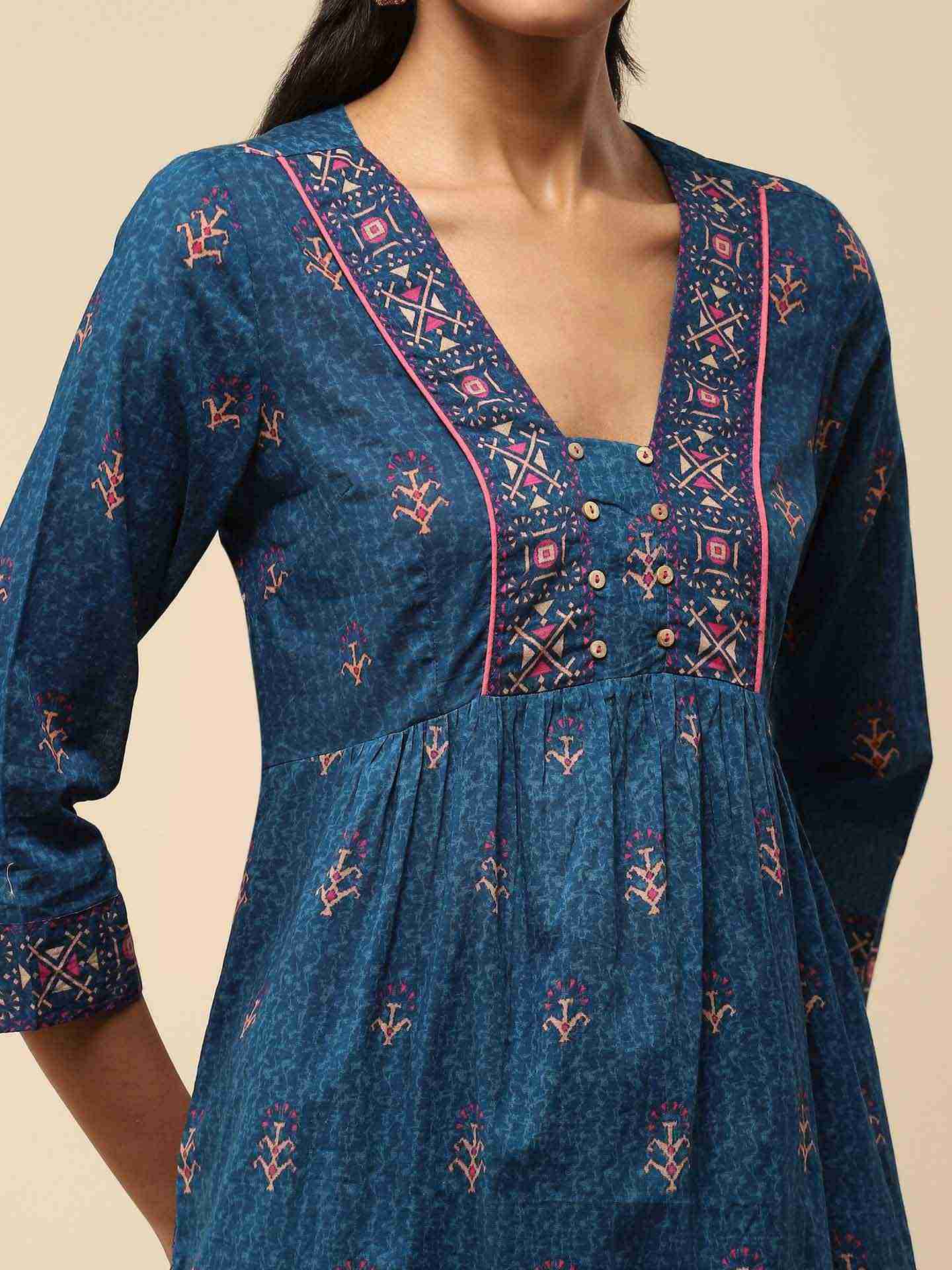 Blue Pihu Tiered Top