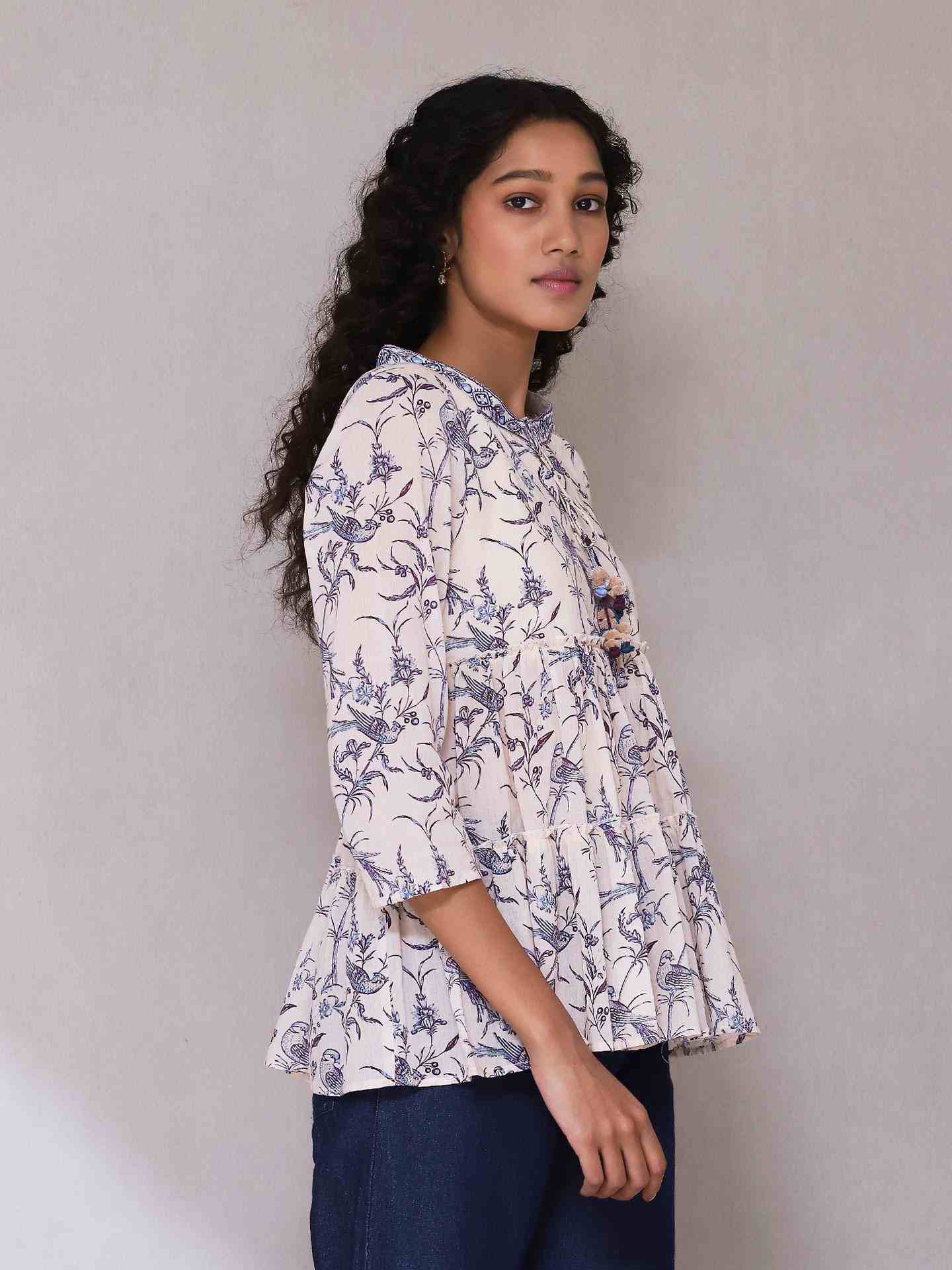 Ecru Deetya Tiered Top