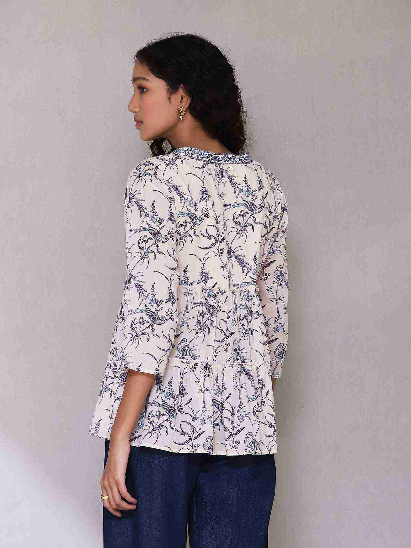 Ecru Deetya Tiered Top