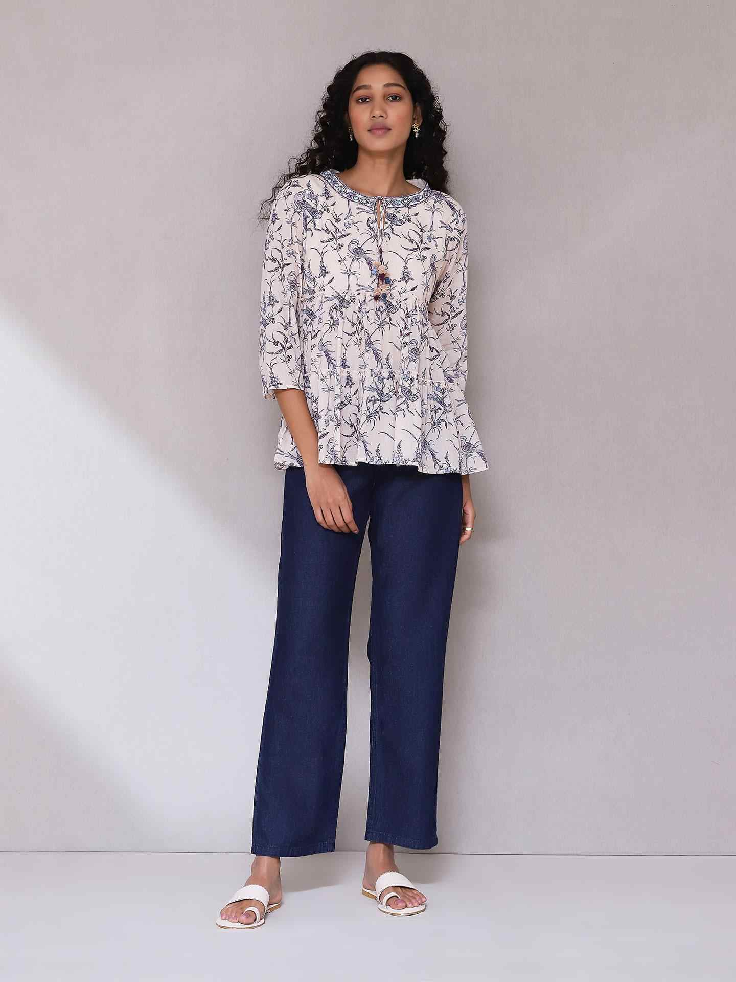 Ecru Deetya Tiered Top