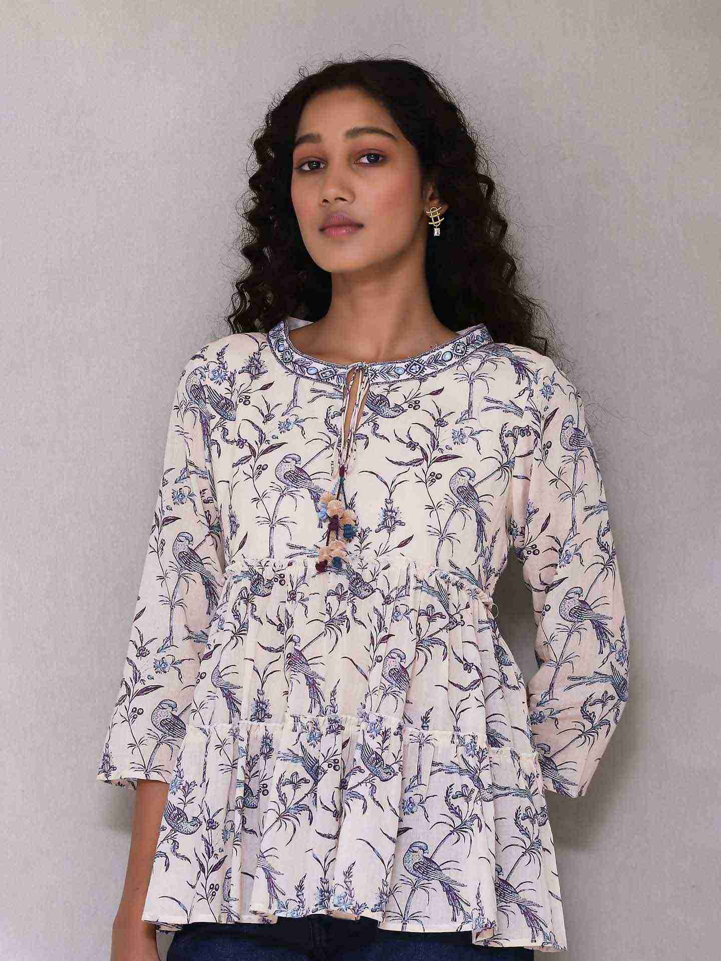 Ecru Deetya Tiered Top