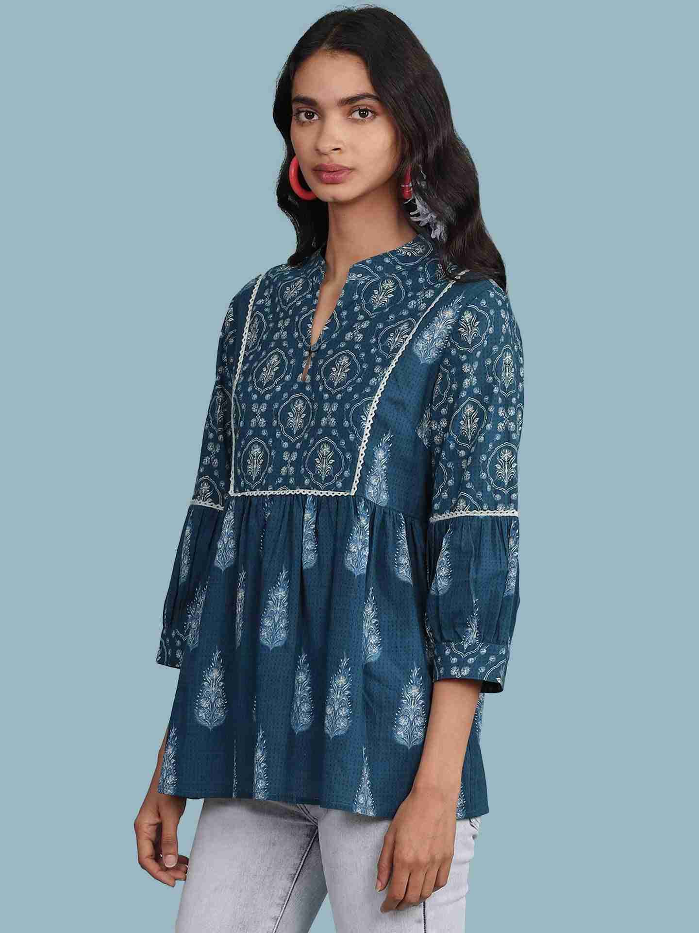 Blue Parth Kurti
