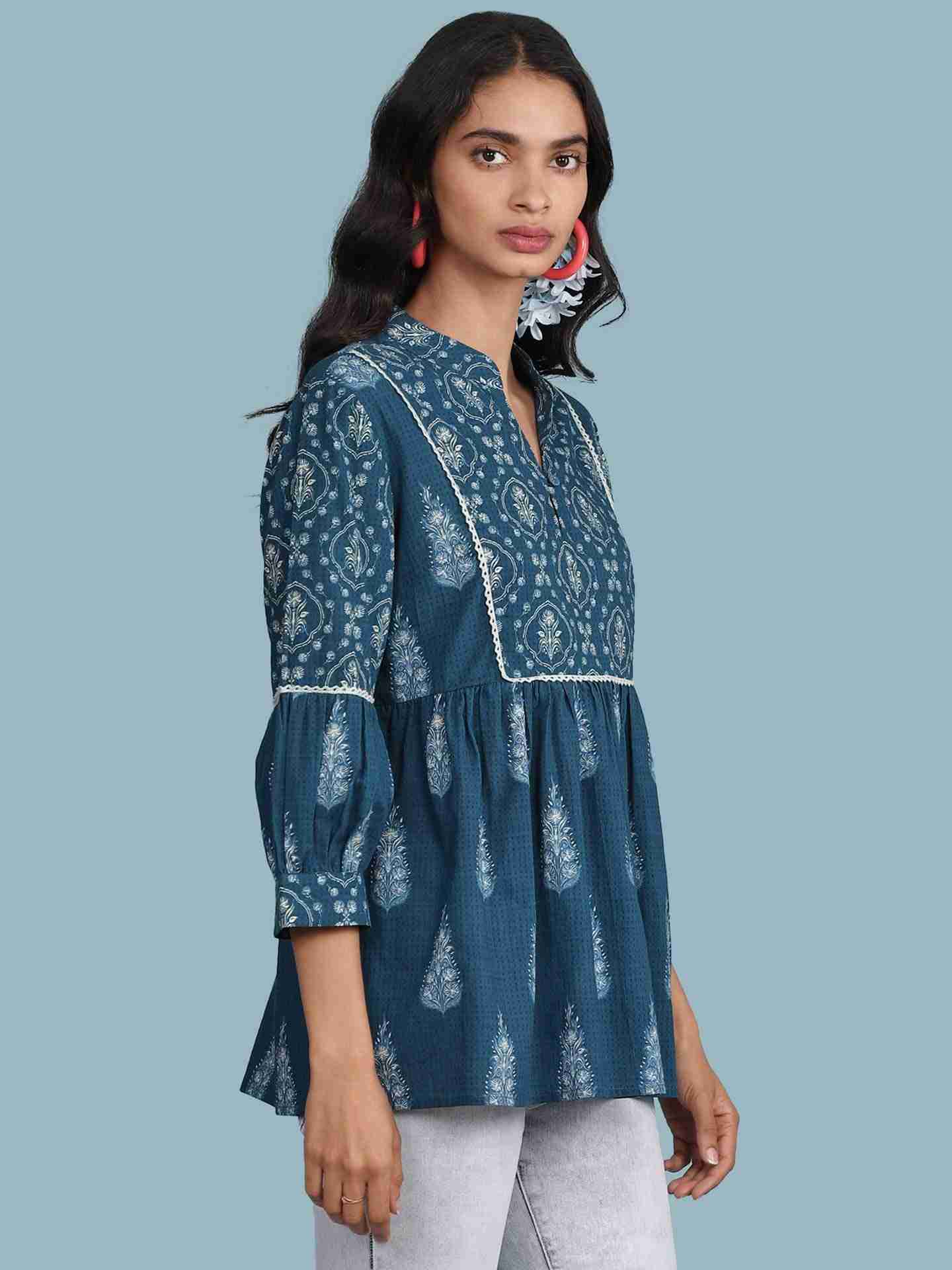 Blue Parth Kurti