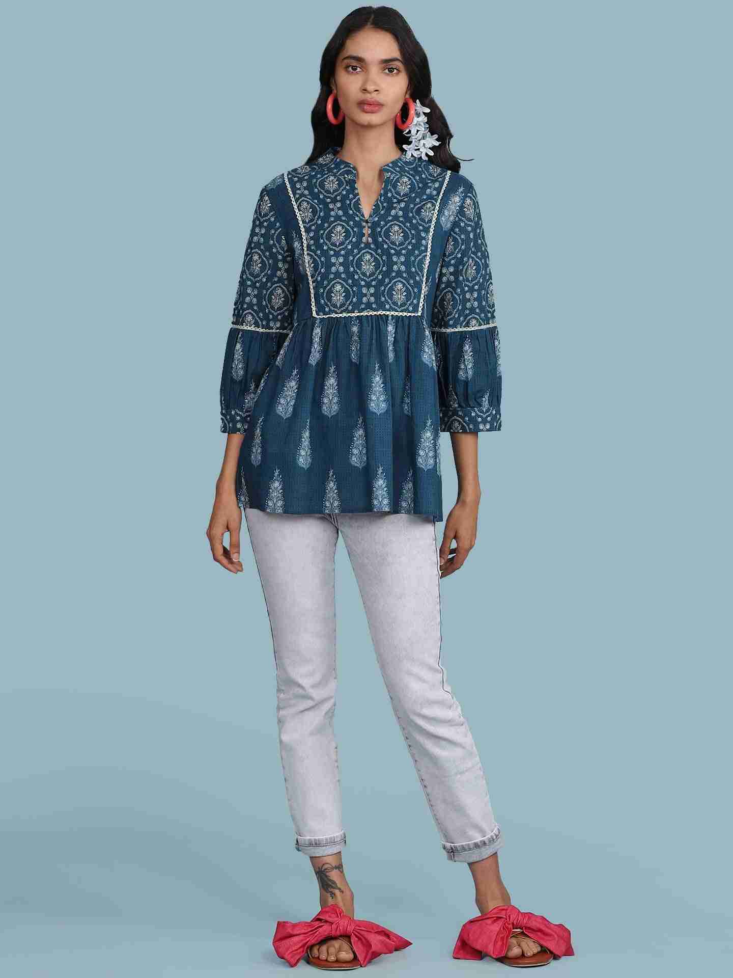 Blue Parth Kurti