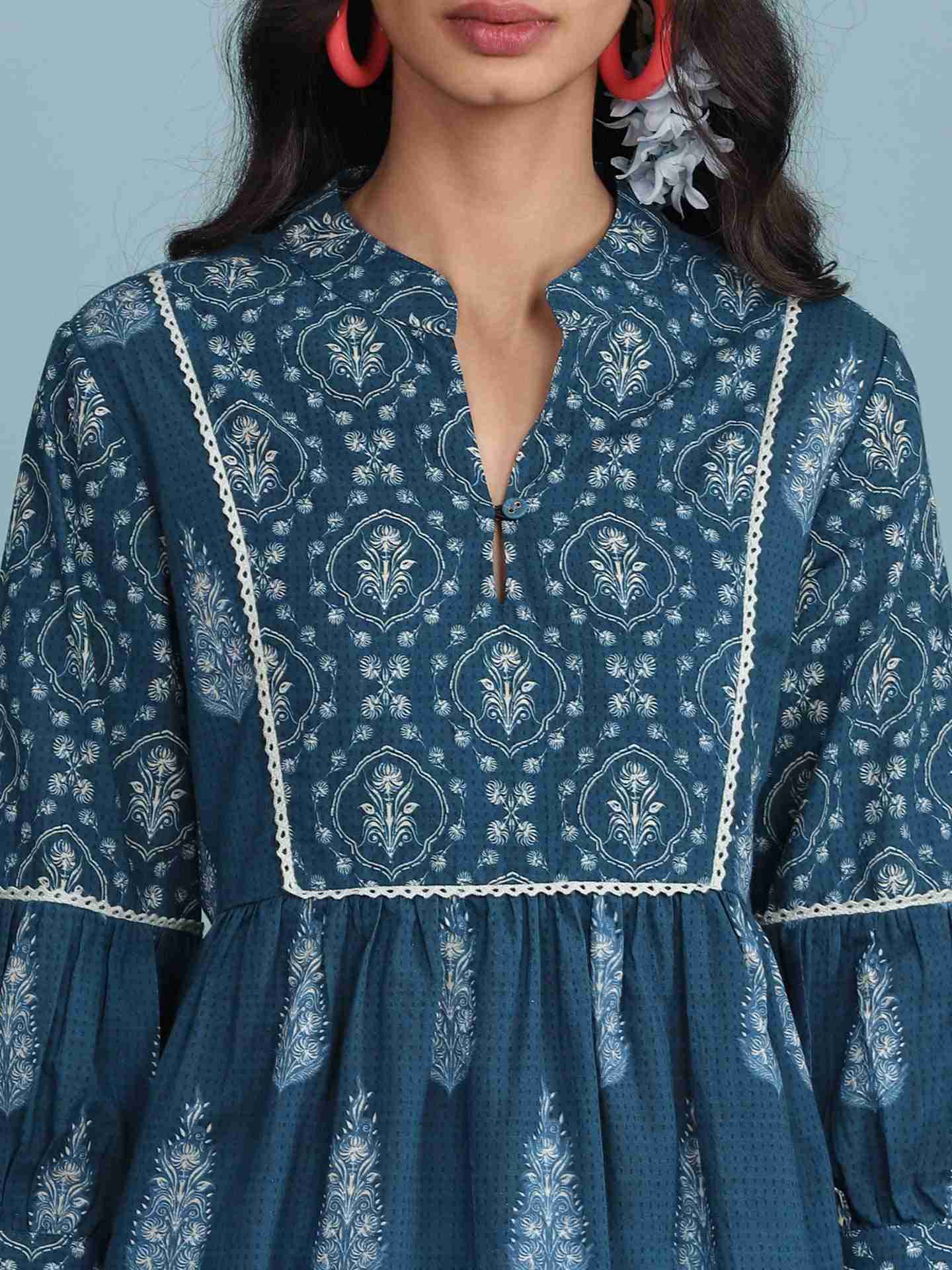 Blue Parth Kurti