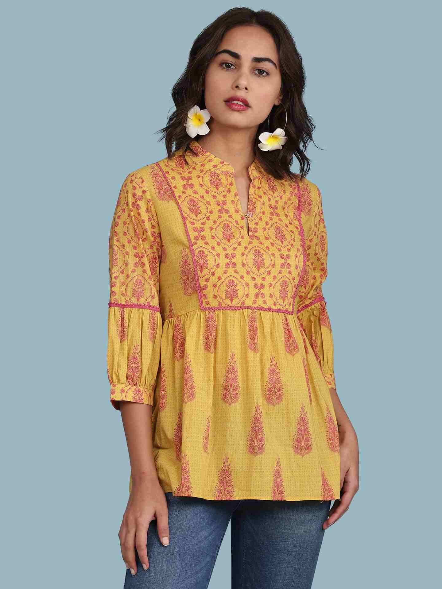 Yellow Parth Kurti