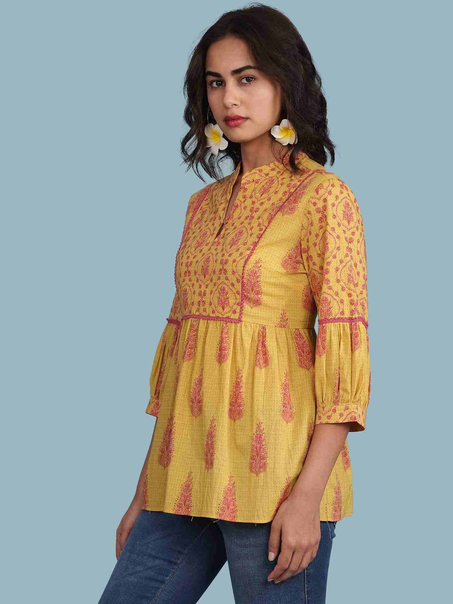 Yellow Parth Kurti
