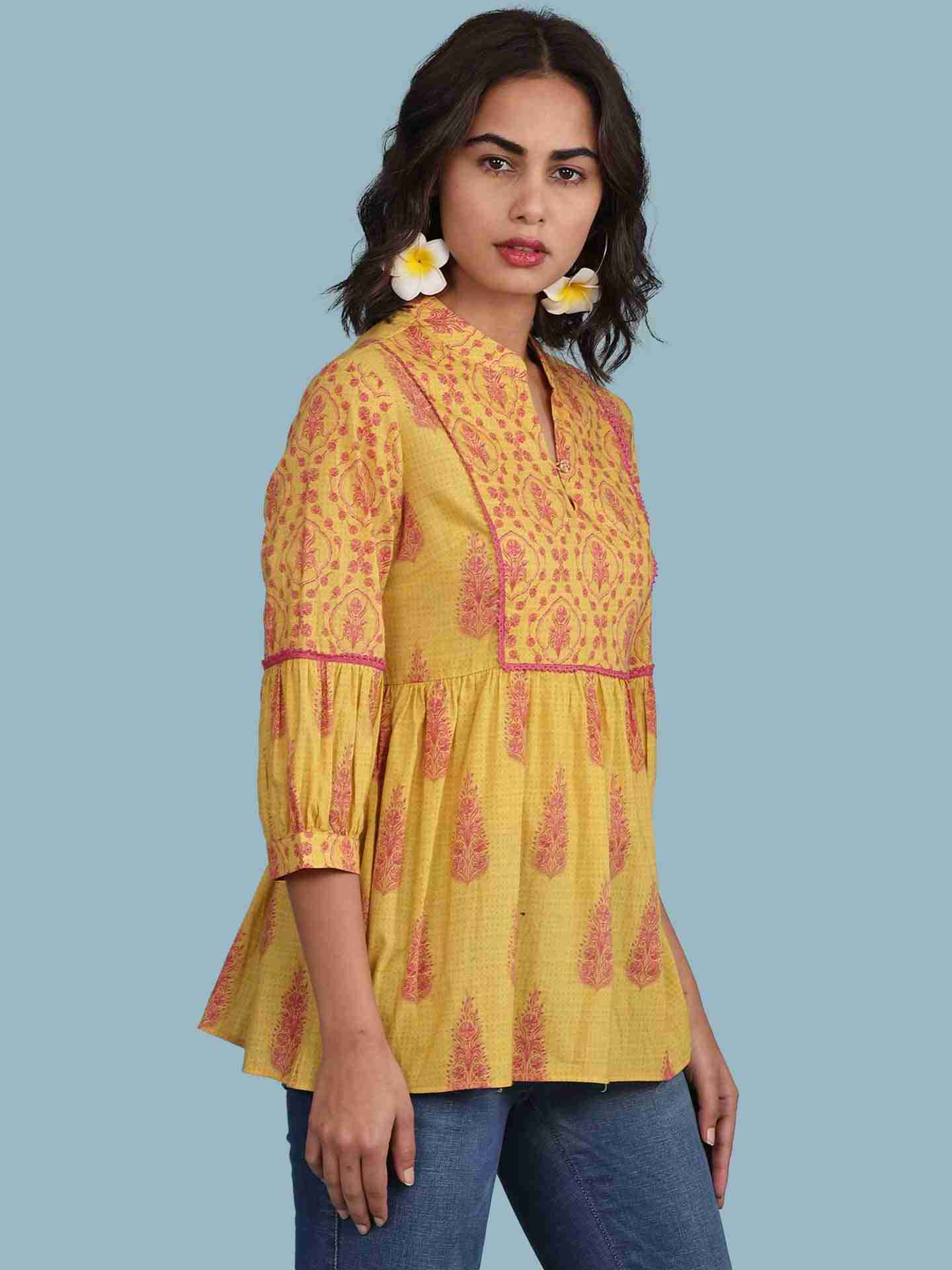 Yellow Parth Kurti