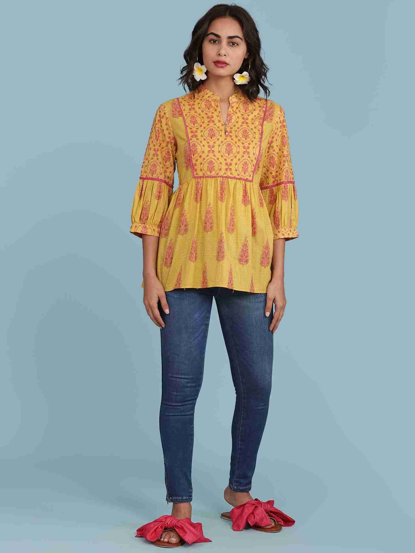 Yellow Parth Kurti