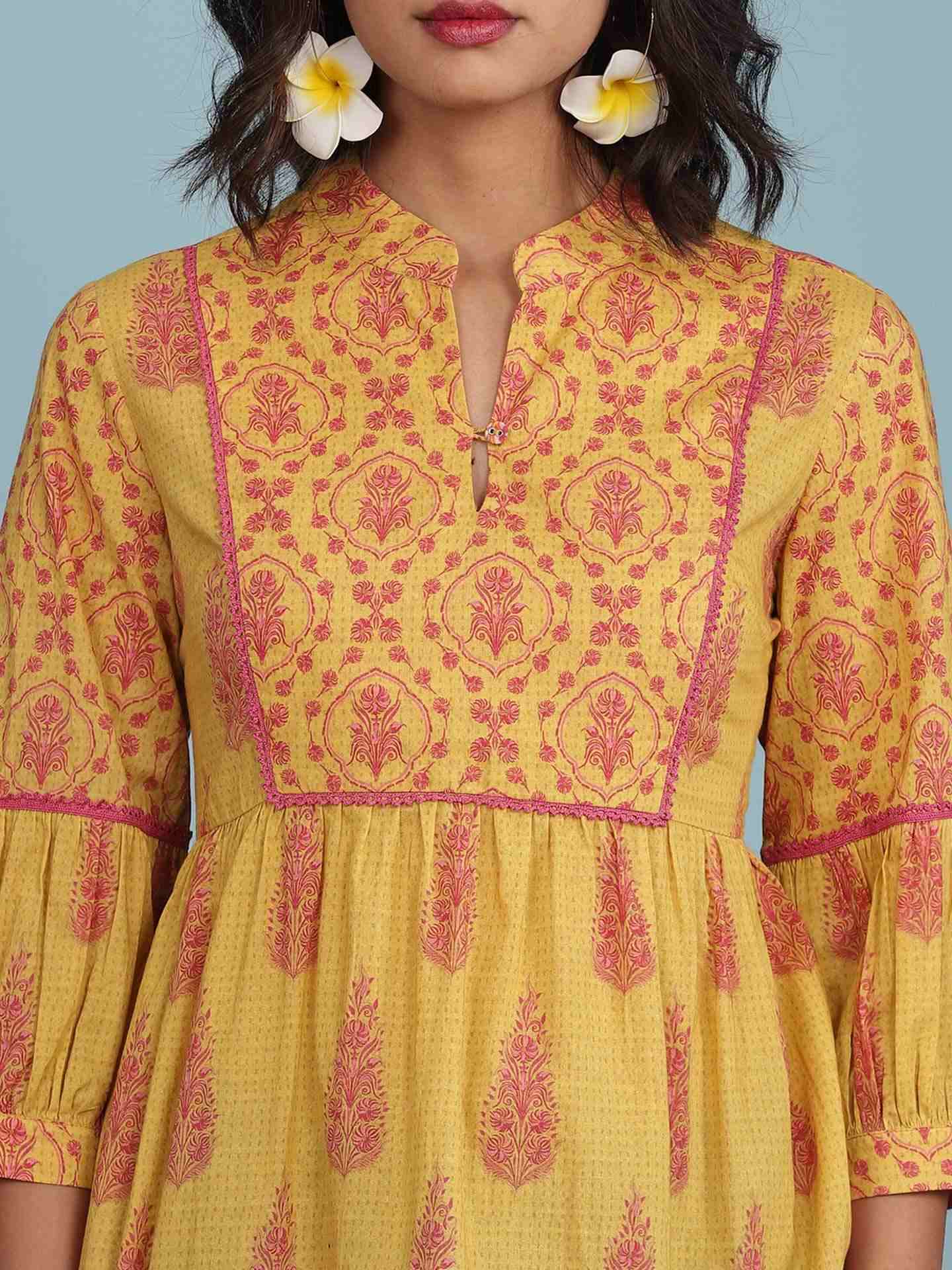 Yellow Parth Kurti