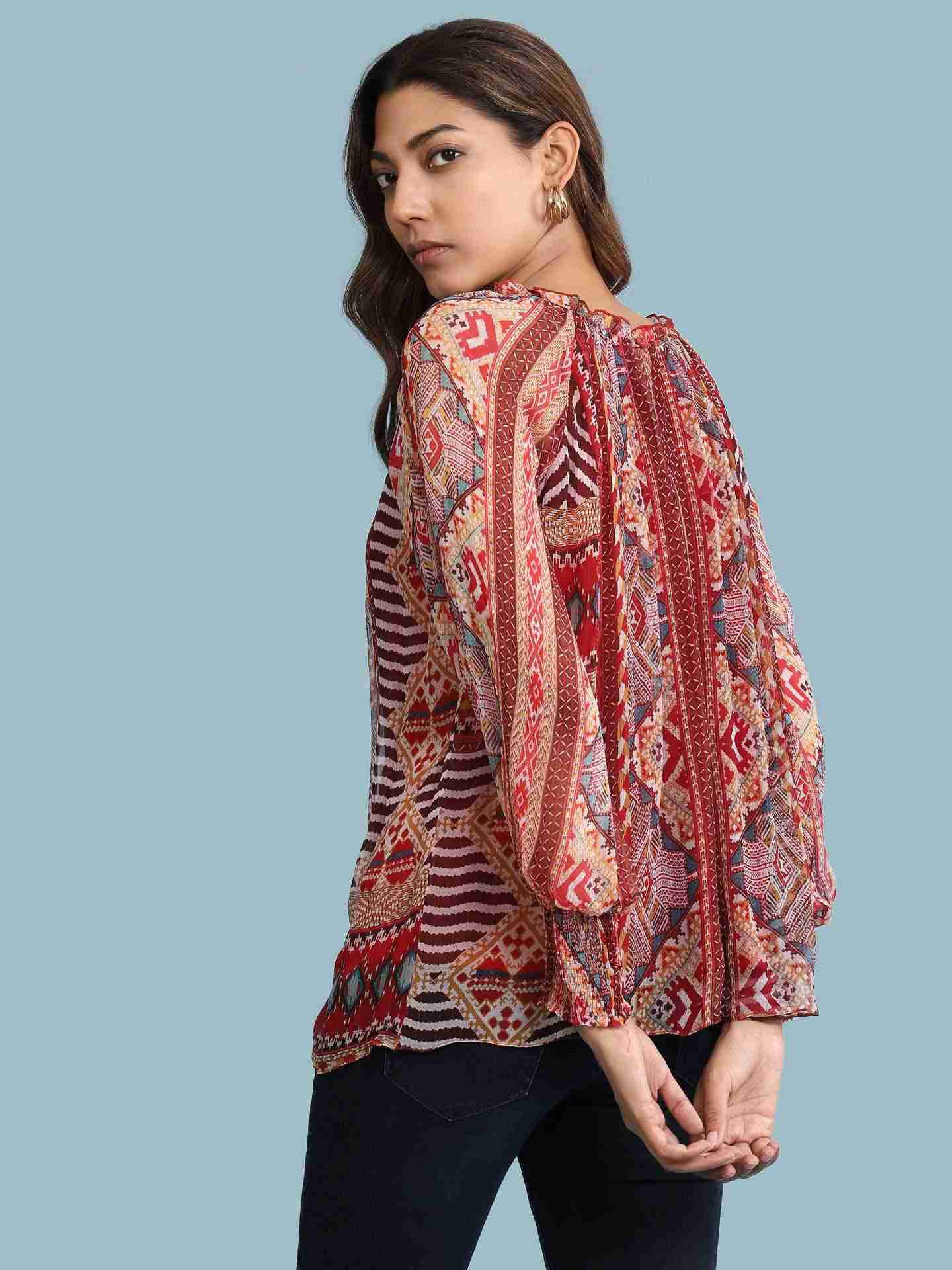 Red Nilaya Print Top