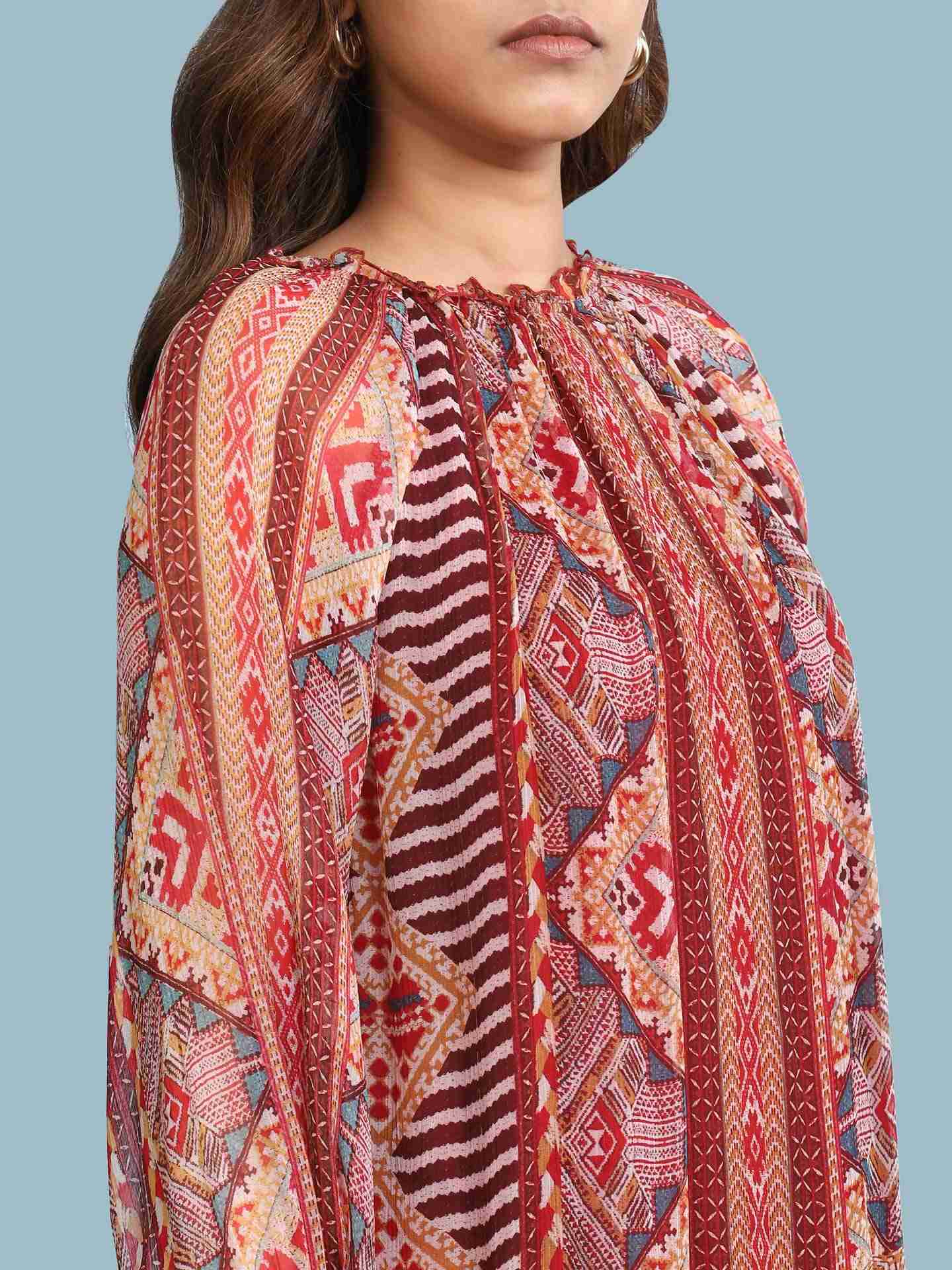 Red Nilaya Print Top