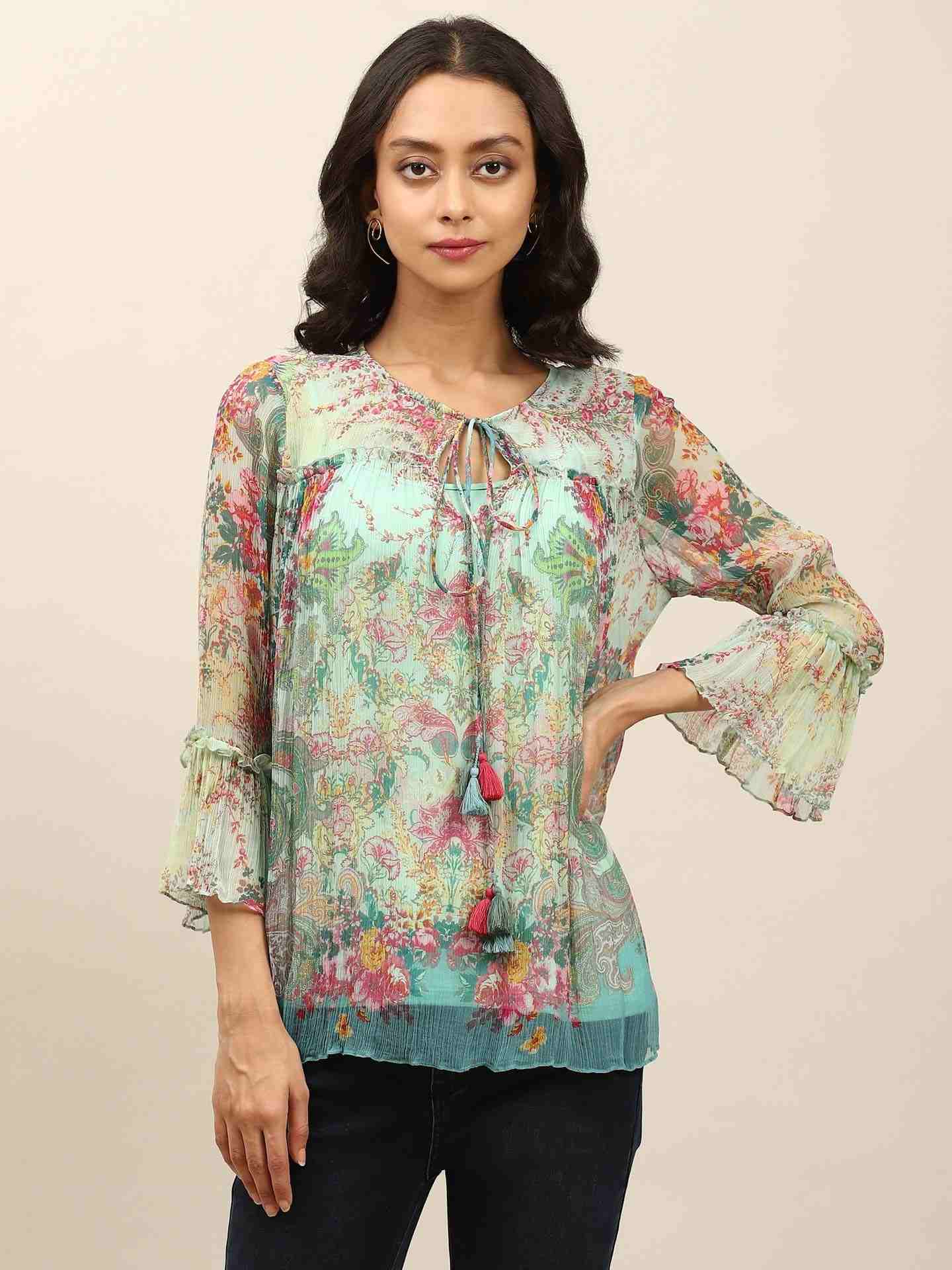 Turquoise Taramagic Peasant Top